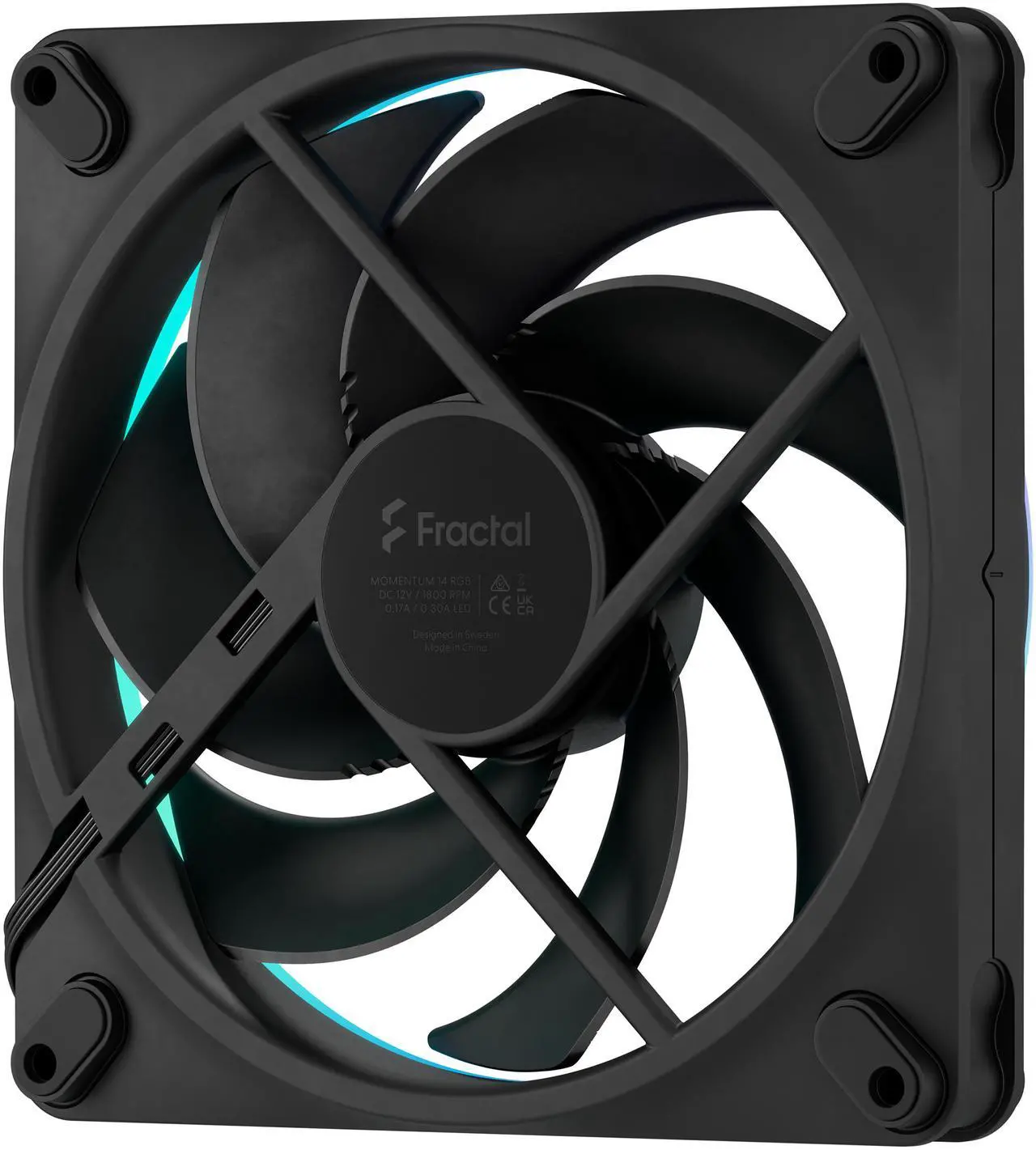 Alt view image 2 of 6 - Fractal Design Momentum 14 RGB PWM Black 140 mm ARGB LED FDB (Fluid Dynamic Bearing) PC Case Fan