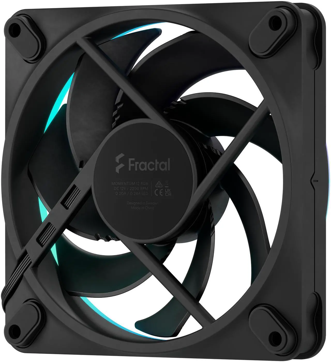 Alt view image 3 of 7 - Fractal Design Momentum 12 RGB PWM Black 120 mm ARGB LED FDB (Fluid Dynamic Bearing) PC Case Fan (3-pack)