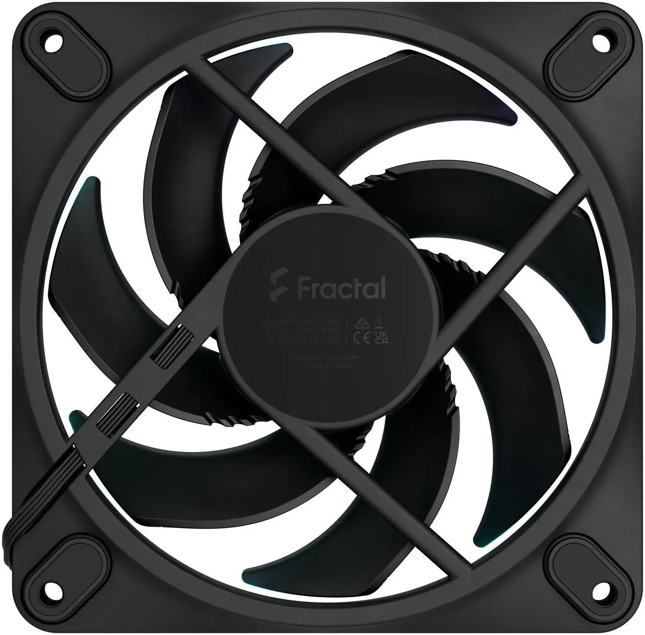 Alt view image 5 of 7 - Fractal Design Momentum 12 RGB PWM Black 120 mm ARGB LED FDB (Fluid Dynamic Bearing) PC Case Fan (3-pack)