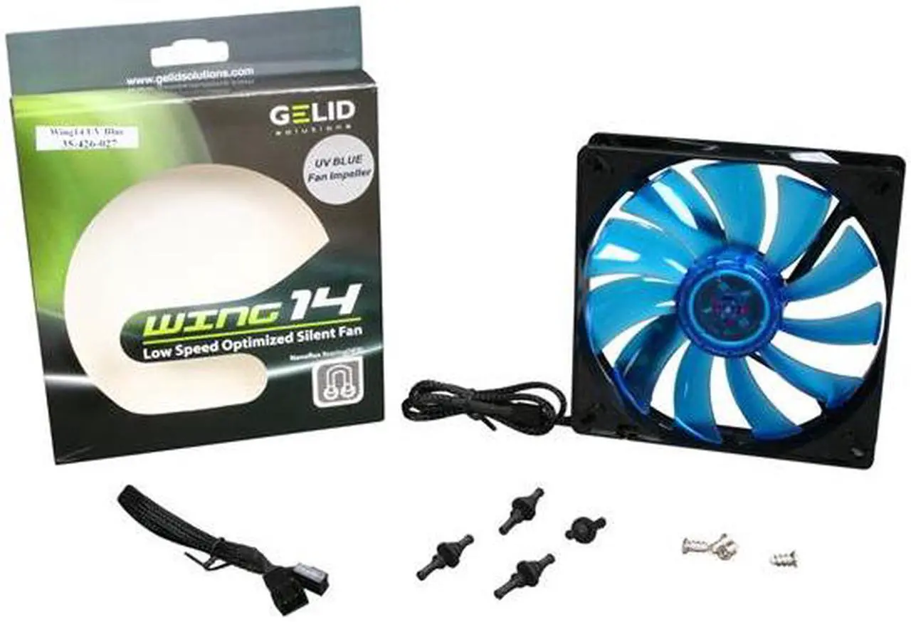 Alt view image 4 of 4 - GELID Solutions WING 14 UV Blue FN-FW14B-12 140mm Case Fan