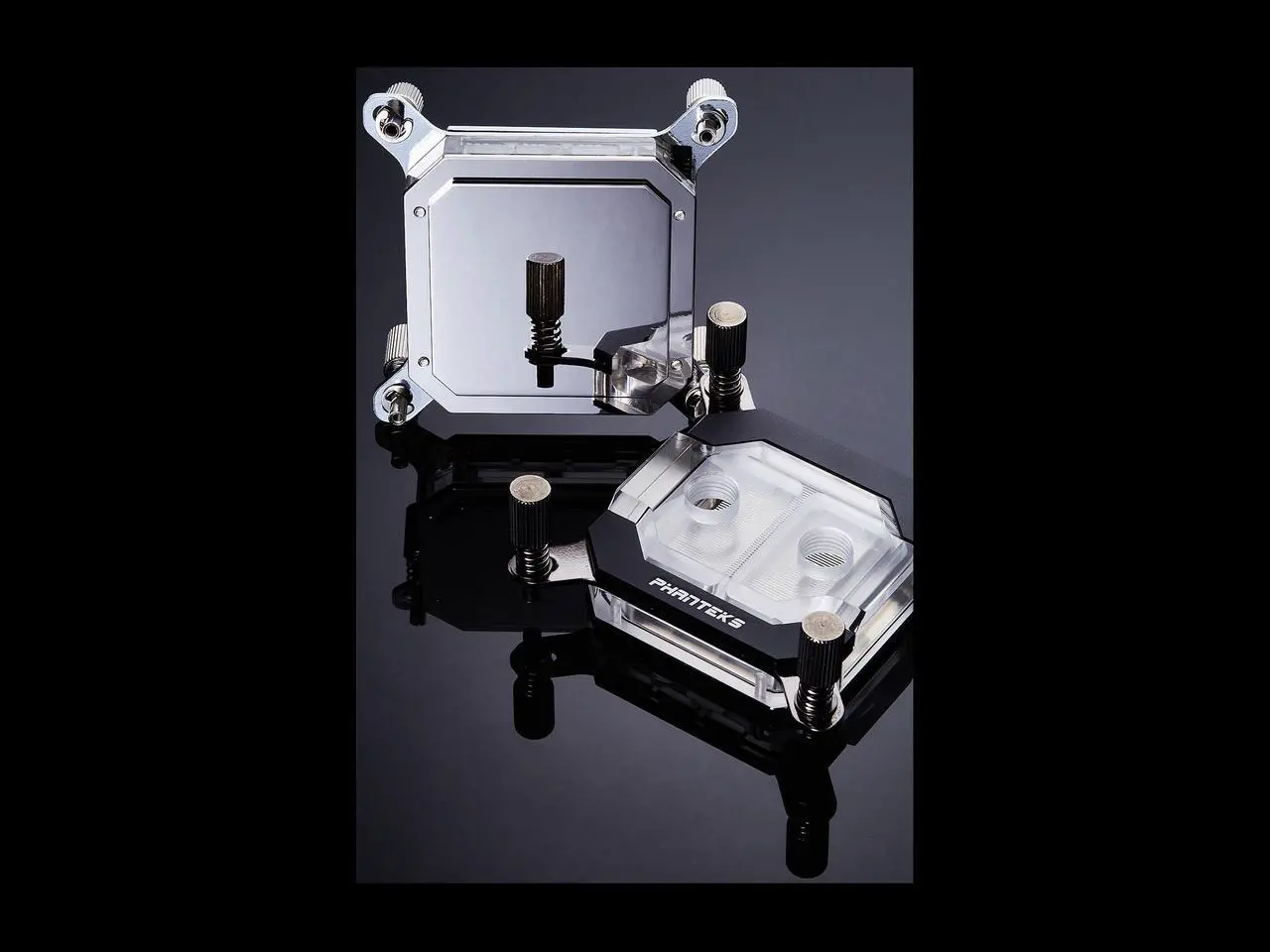 Alt view image 6 of 9 - Phanteks Glacier Series C350I CPU Water Block, Nickel-plated Copper Base, Acrylic top with Aluminum cover, RGB LED, Solid-Sku Mounting Bracket - Black