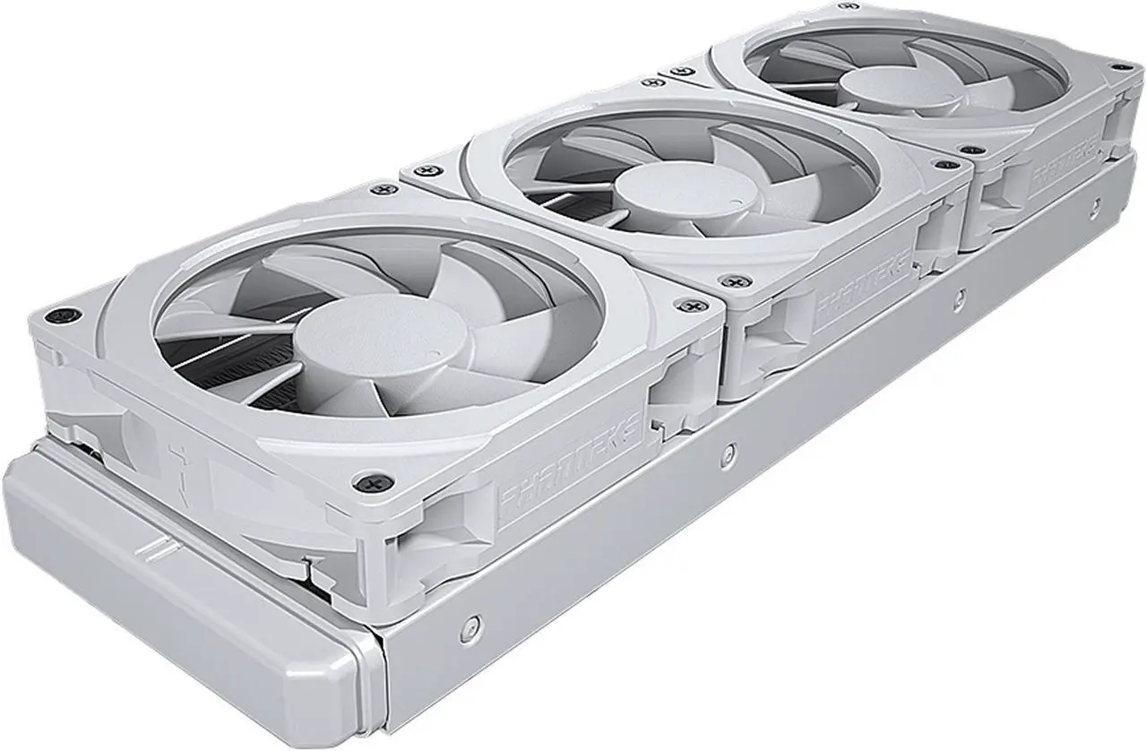 Alt view image 3 of 6 - Phanteks Glacier One 360MPH D-RGB AIO Liquid CPU Cooler, Infinity Mirror Pump Cap Design, 3x Silent 120mm MP PWM Fans, 3x D-RGB Halos Fan Frames, White, LGA 1700 Bracket included
