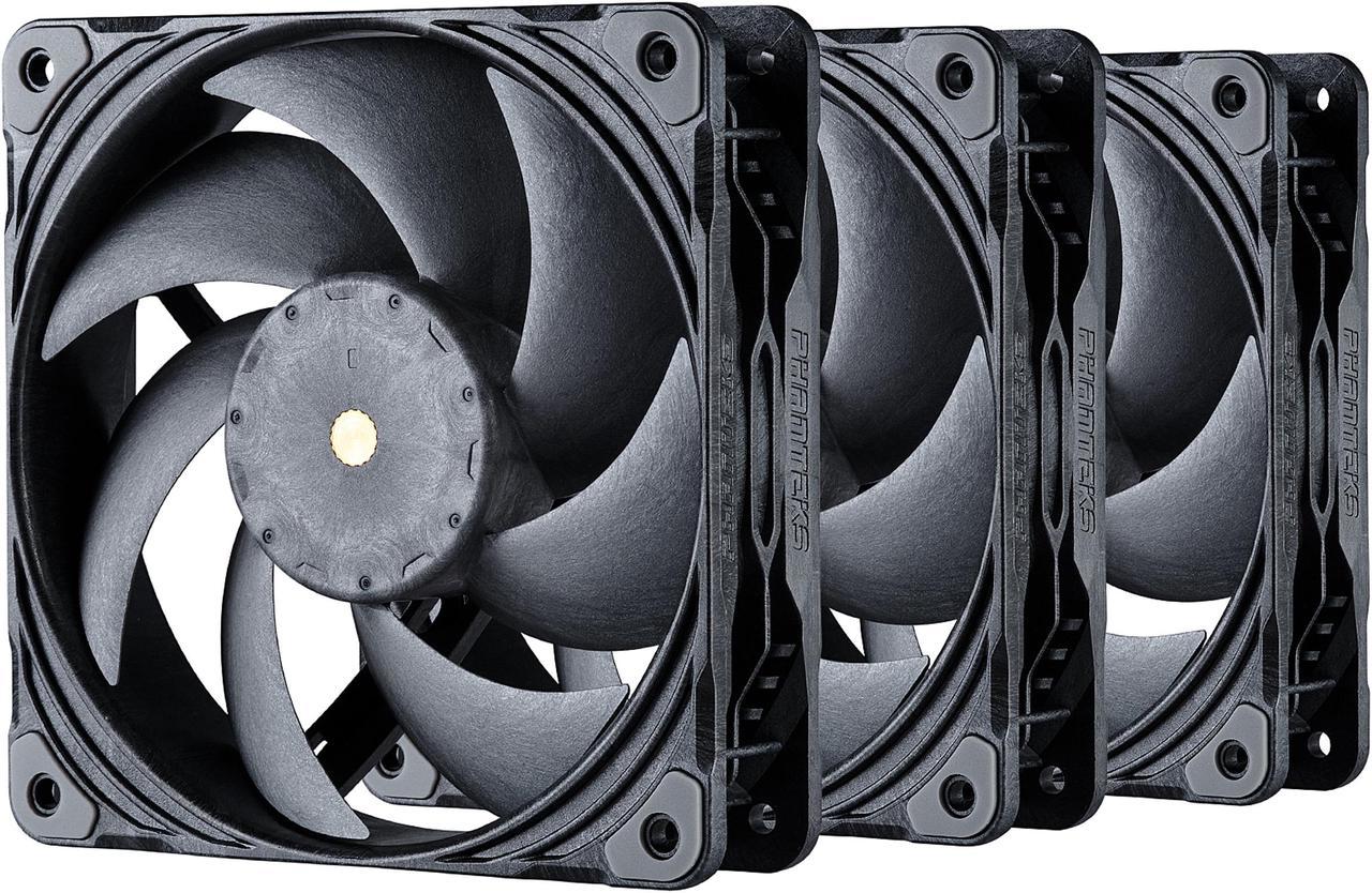 Phanteks T30-120 Fan Triple-Pack, premium high-performance fan, excellent sound quality, 4-pin PWM, multiple fan RPM modes, Black/Grey