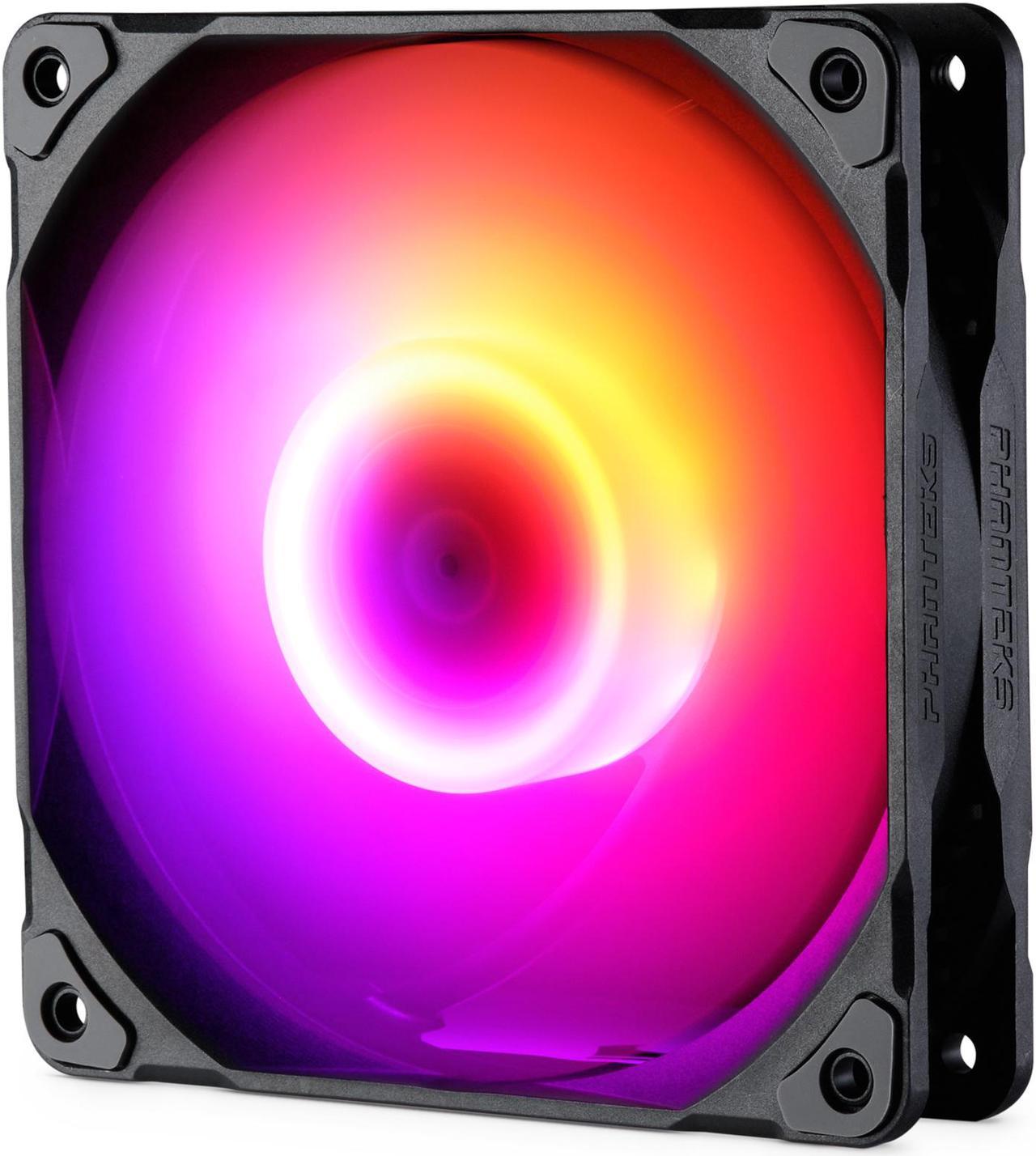 Phanteks M25-120 D-RGB fan, High-Airflow radiator performance, PWM control up to 2000RPM, ARGB/DRGB lighting, Daisy-Chain cable, Black