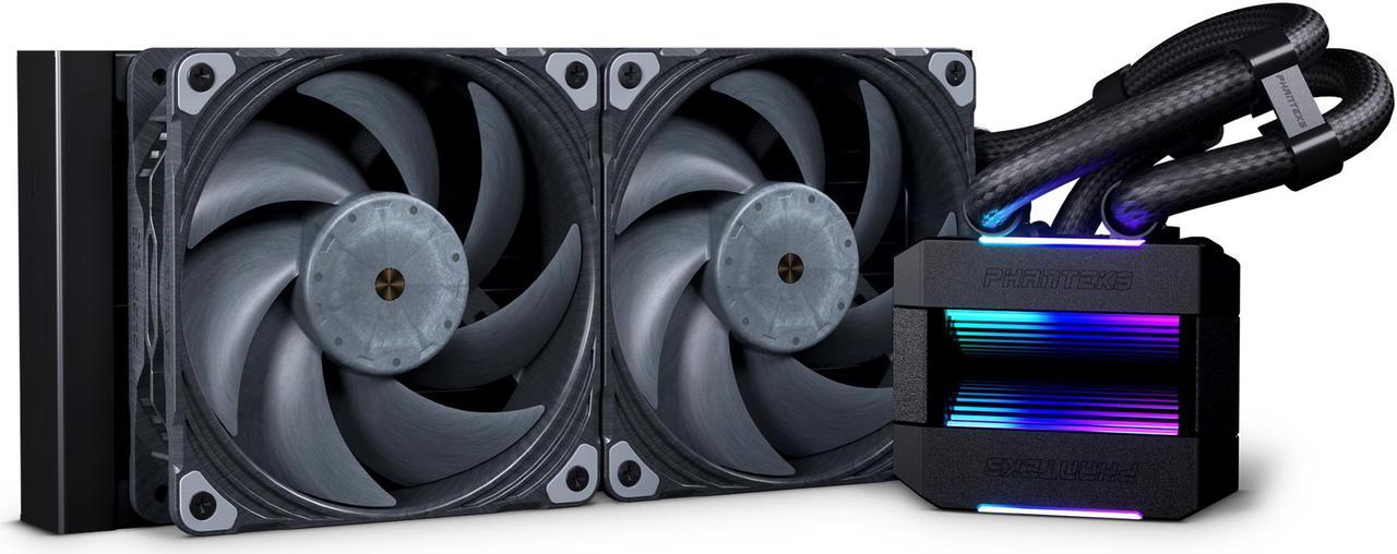 Phanteks Glacier One 240T30 Gen 2 D-RGB AIO Liquid CPU Cooler, 240mm Radiator, Infinity Mirror Pump Cap Design, Aluminum Covers, 2x T30-120 Premium High-Performance Fans, Black