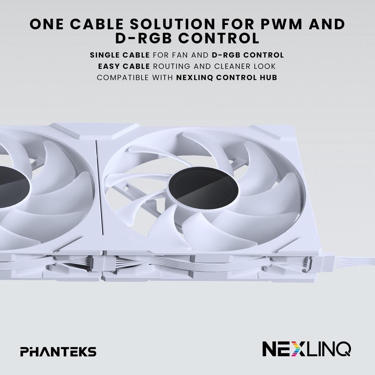 Alt view image 8 of 8 - Phanteks M25-140 Gen2, 140mm ARGB High Performance Cooling Fans, Daisy-chain Unified Fan Frame, Infinity Mirror hub, single cable connection, White