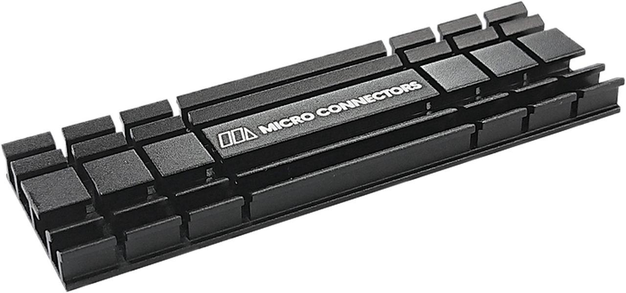 Micro Connectors NGFFM2-HS804-BK Aluminum, Silicone M.2 2280 SSD Low-Profile Heat Sink Kit (Black)