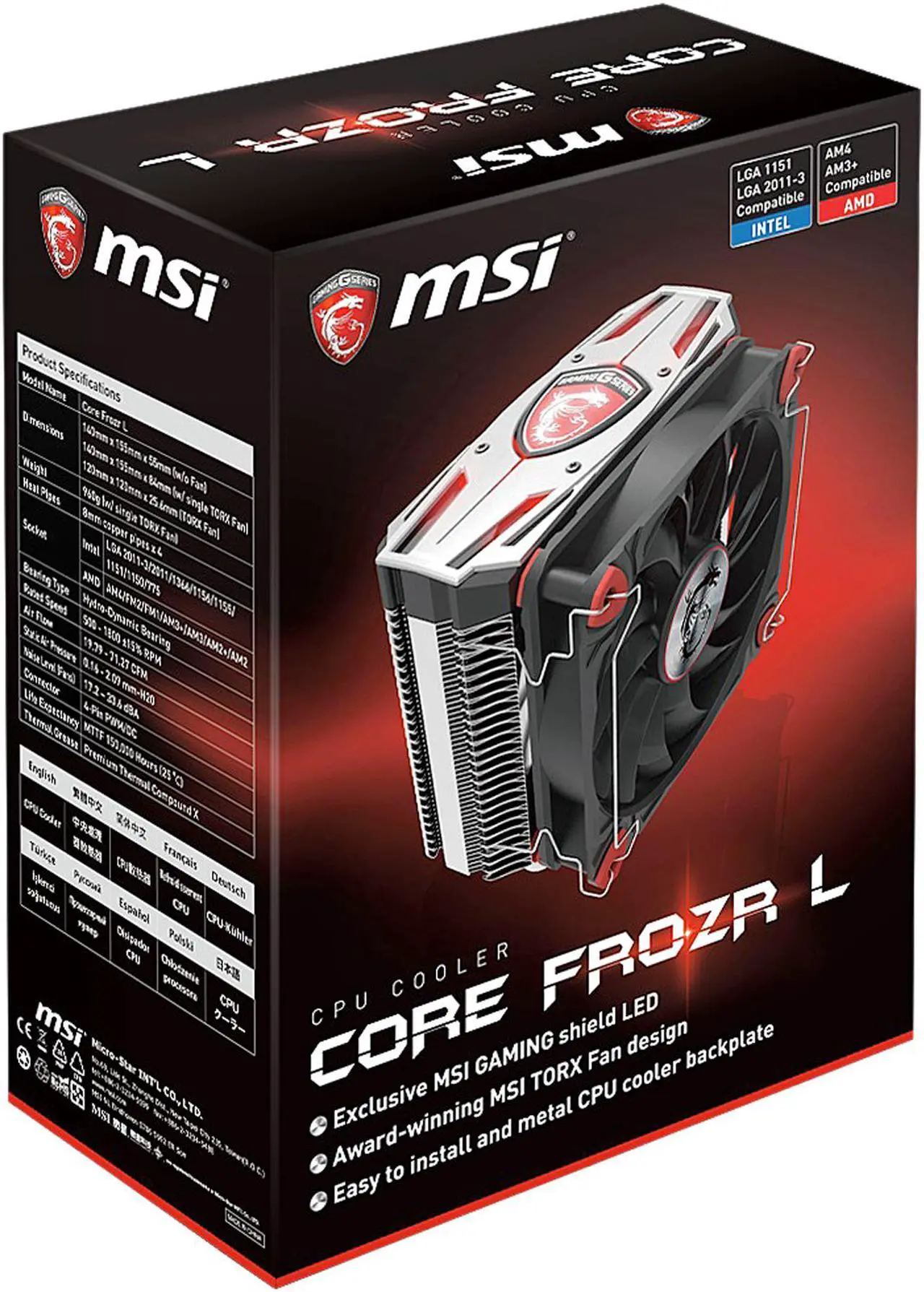 Alt view image 10 of 10 - MSI Core Frozr L 120mm Hydro-Dynamic Bearing CPU Cooling