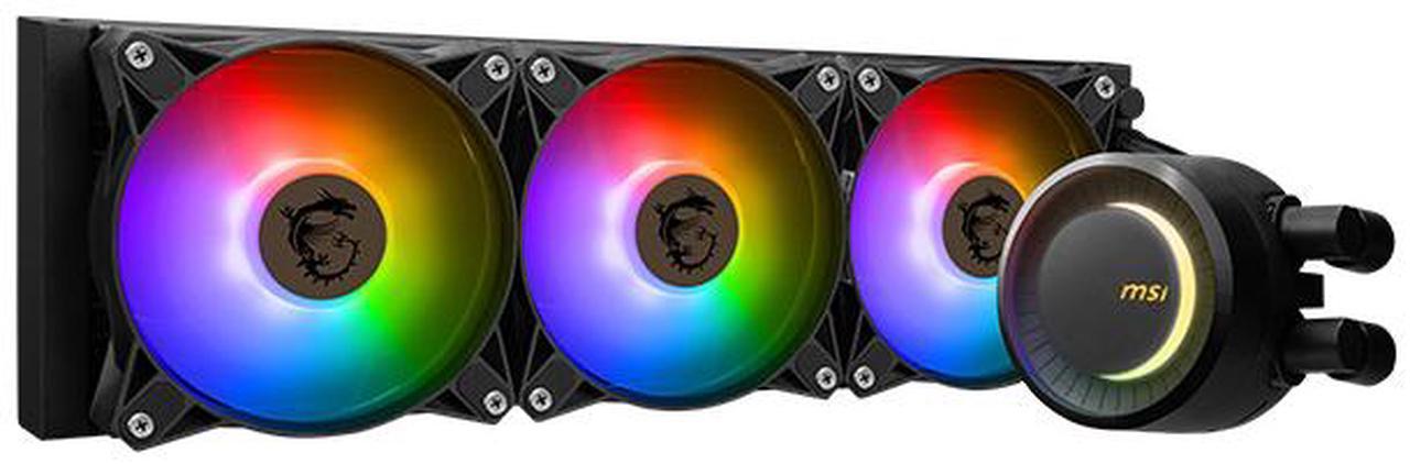 Alt view image 3 of 12 - MSI MAG CoreLiquid E360 Black - AIO ARGB CPU Liquid Cooler - Rotating Cap Design - 360mm Radiator - Triple 120mm ARGB PWM Fans - LGA 1851,1700 Ready / AMD AM5 Compatible