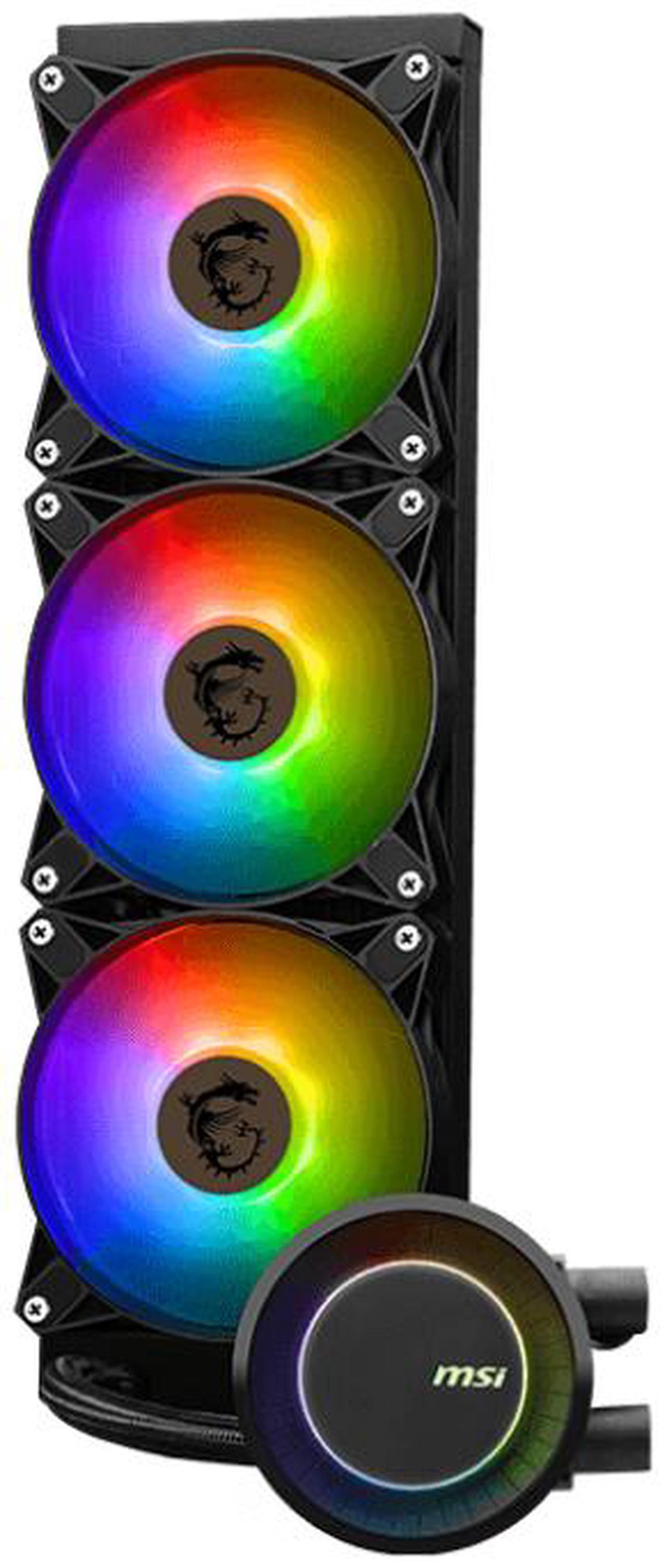 Alt view image 4 of 12 - MSI MAG CoreLiquid E360 Black - AIO ARGB CPU Liquid Cooler - Rotating Cap Design - 360mm Radiator - Triple 120mm ARGB PWM Fans - LGA 1851,1700 Ready / AMD AM5 Compatible