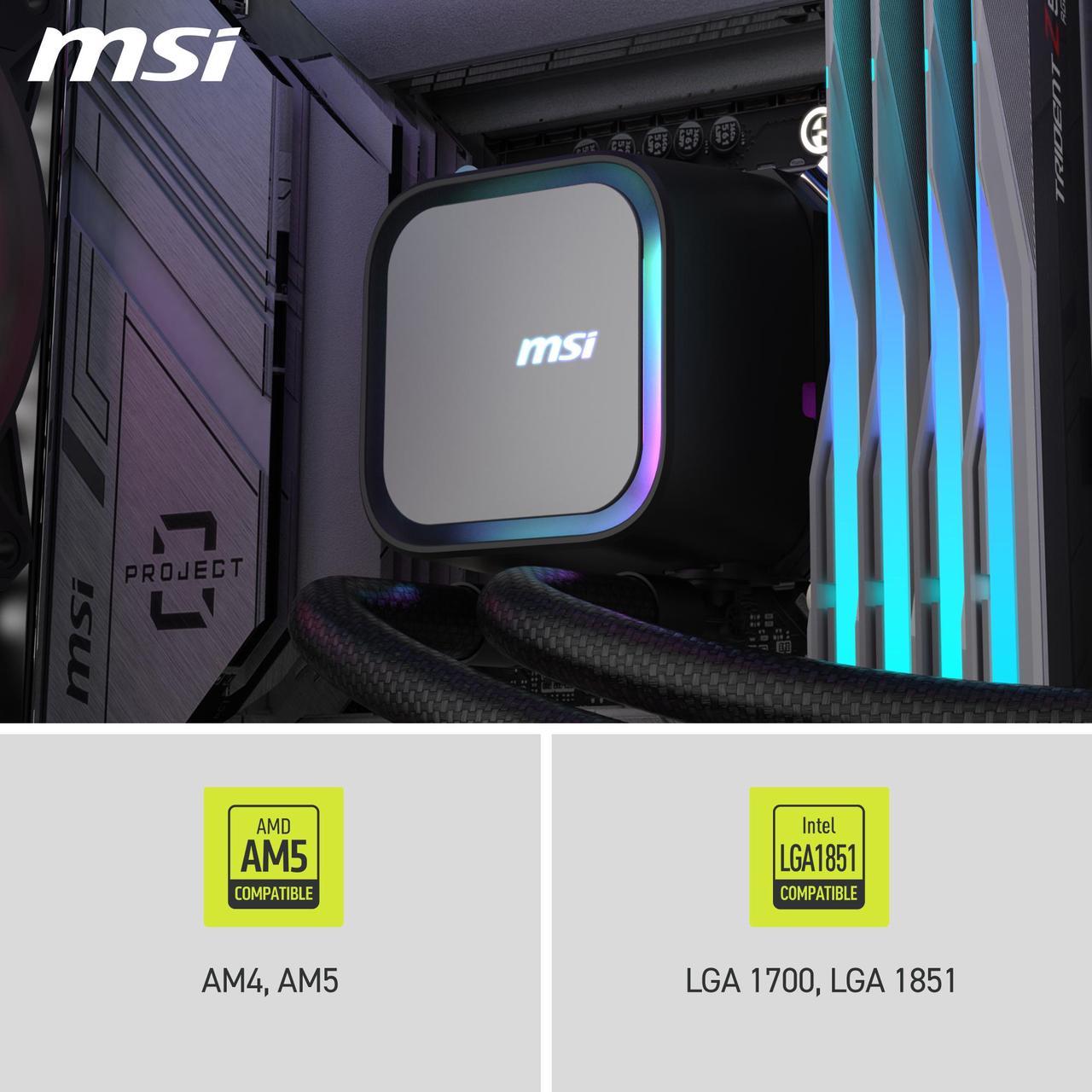 Alt view image 13 of 13 - MSI MAG Coreliquid A13 240 Black - AIO ARGB Liquid Cooling - 240mm Radiator - Dual 120mm ARGB PWM Fans - EZ Connect - LGA 1700/1851/AM5/AM4 Compatible