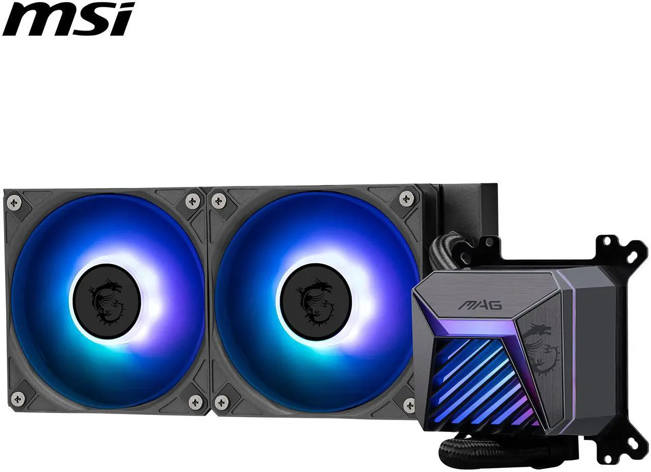 Alt view image 3 of 6 - MSI MAG Coreliquid A15 240 Black- AIO ARGB Liquid Cooling - 240mm Radiator - Dual 120mm ARGB PWM Fans - EZ Connect - Uni Bracket - LGA 1700/1851/AM5/AM4 Compatible