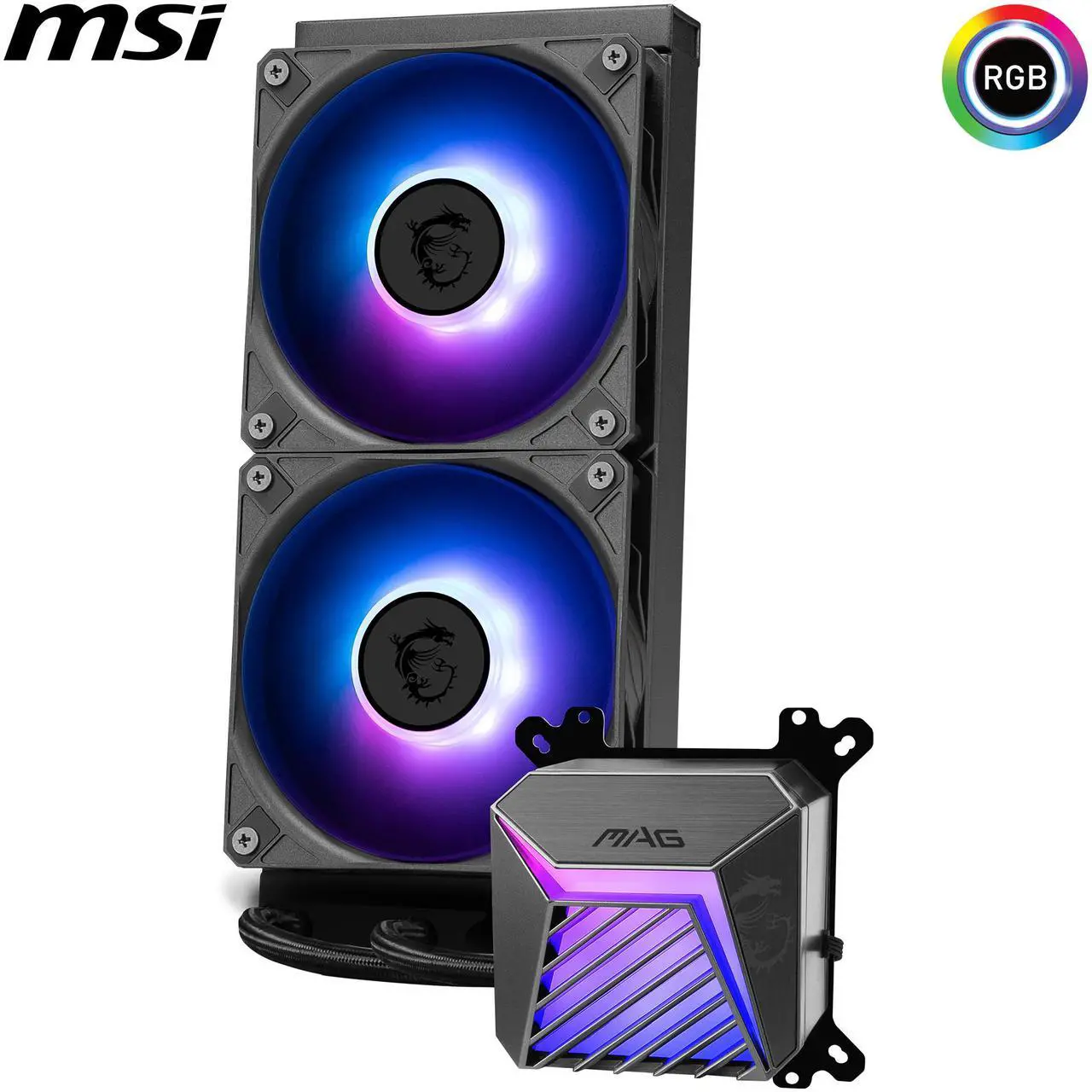 Main image of MSI MAG Coreliquid A15 240 Black- AIO ARGB Liquid Cooling - 240mm Radiator - Dual 120mm ARGB PWM Fans - EZ Connect - Uni Bracket - LGA 1700/1851/AM5/AM4 Compatible