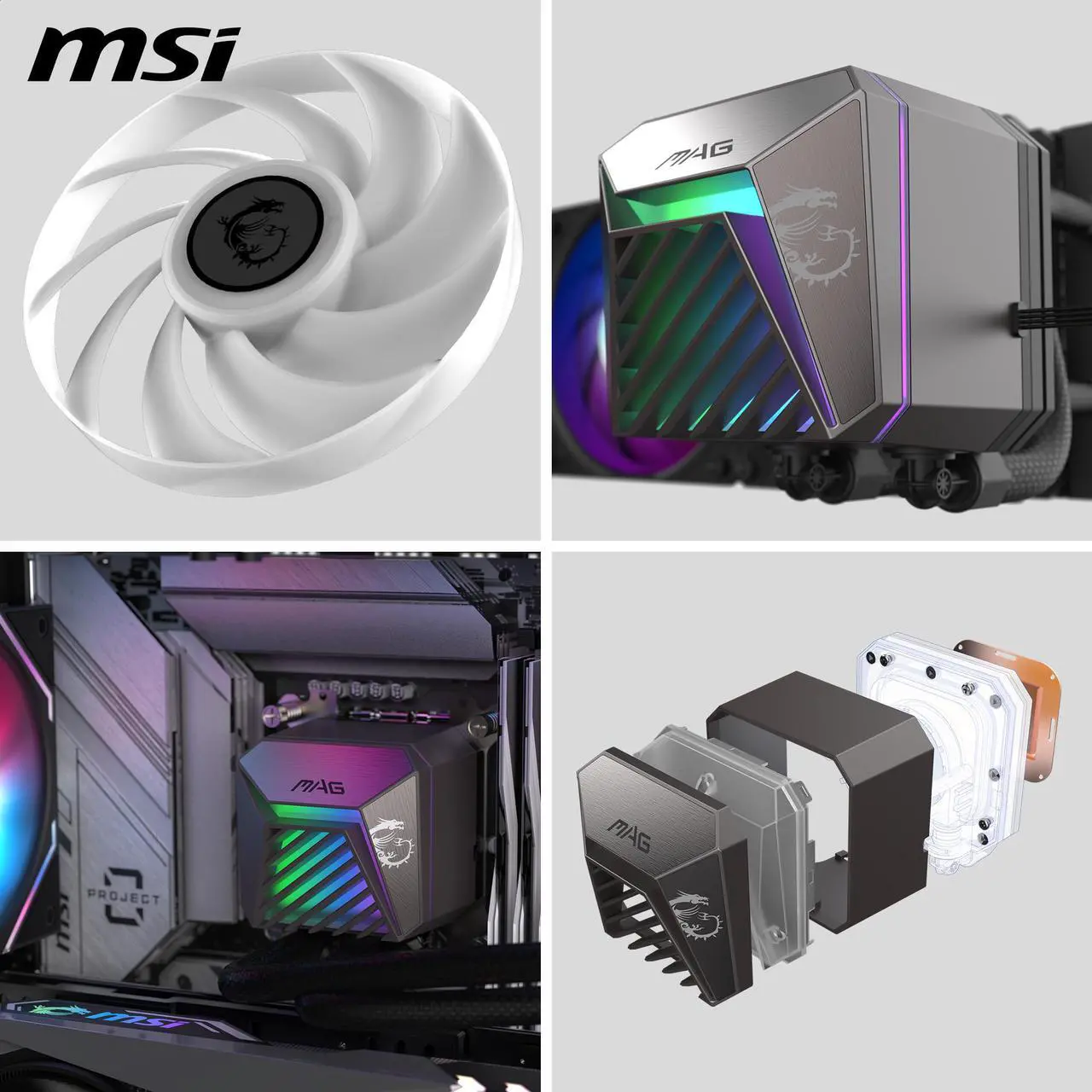 Alt view image 4 of 6 - MSI MAG Coreliquid A15 240 Black- AIO ARGB Liquid Cooling - 240mm Radiator - Dual 120mm ARGB PWM Fans - EZ Connect - Uni Bracket - LGA 1700/1851/AM5/AM4 Compatible