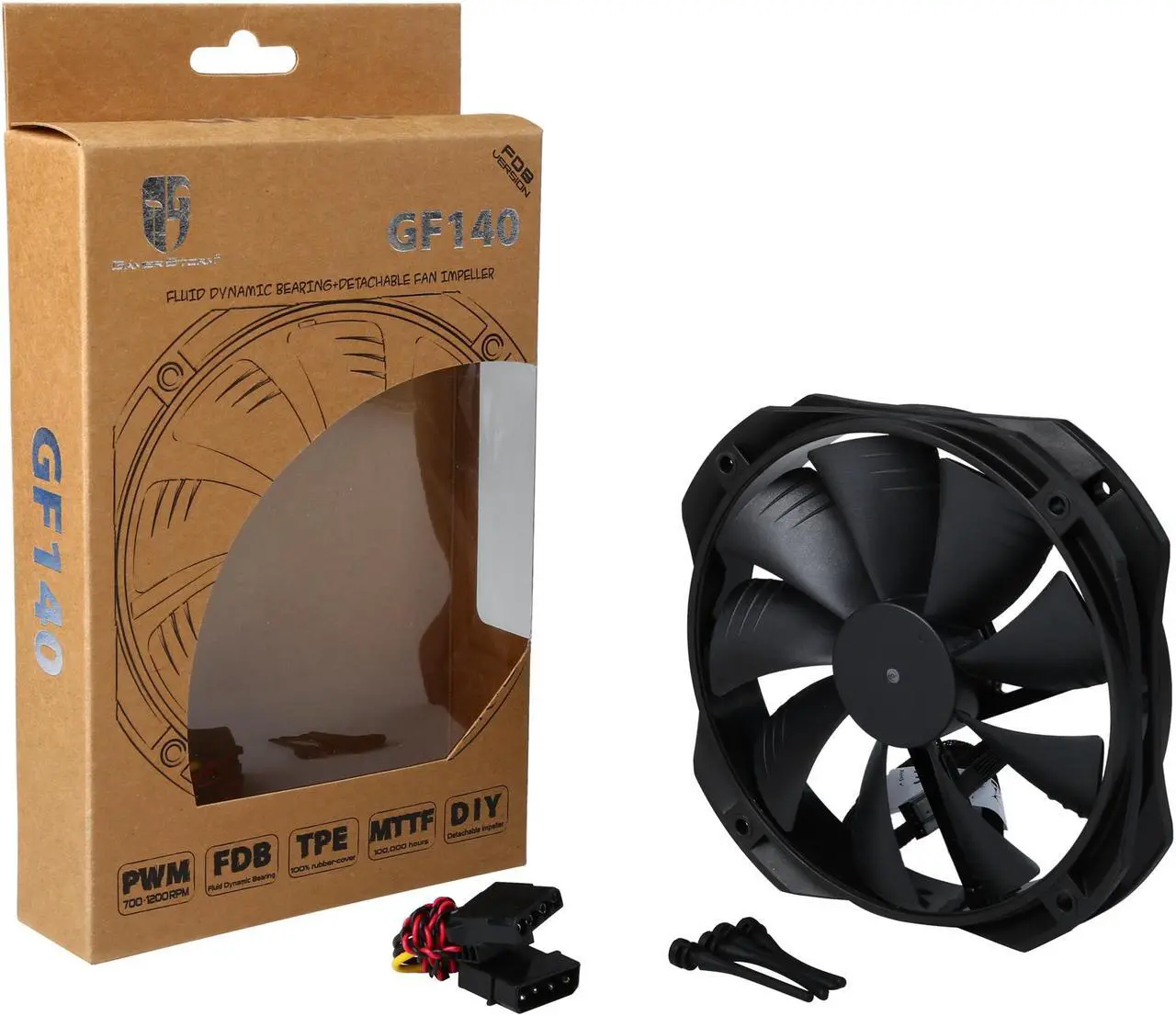 Alt view image 6 of 5 - DEEPCOOL GF 140 Black FDB Bearing PWM Fan Detachable, Rubber Coating De-vibration Deep Silent