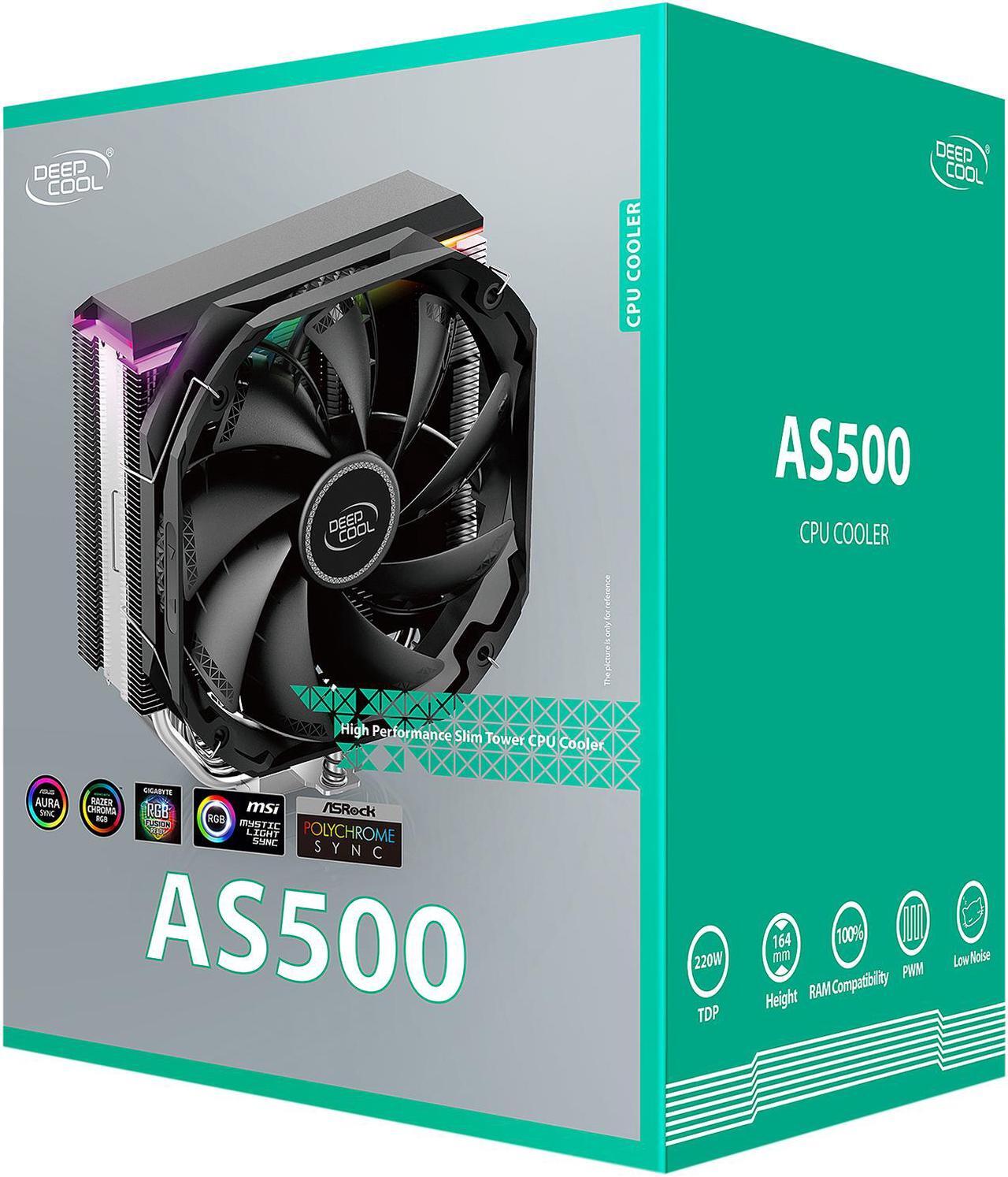 Alt view image 10 of 10 - DeepCool AS500 CPU Air Cooler, Universal RAM Height Compatibility, 140mm PWM Fan, A-RGB Top Cover, 5 heat pipe design for Intel Core/AMD Ryzen CPUs