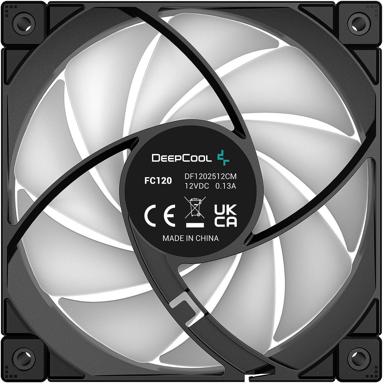 Alt view image 7 of 9 - DeepCool FC120 Performance 120mm ARGB LED PWM Fan, Daisy-Chain Interconnect Cable, Black, Single Pack