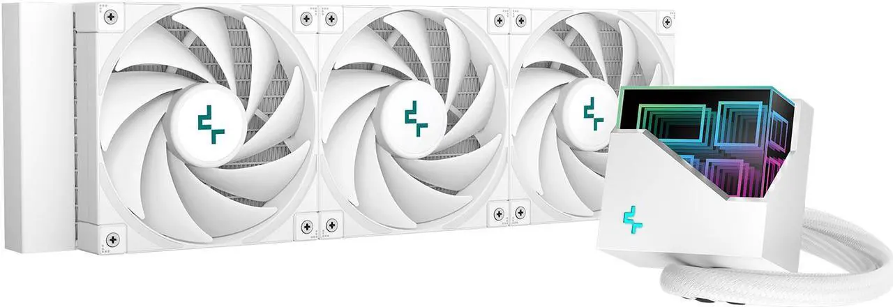 Main image of DeepCool LT720 WH Premium Liquid CPU Cooler, 360mm, High-Performance FK120 FDB Fans, Multidimensional Infinity Mirror Block