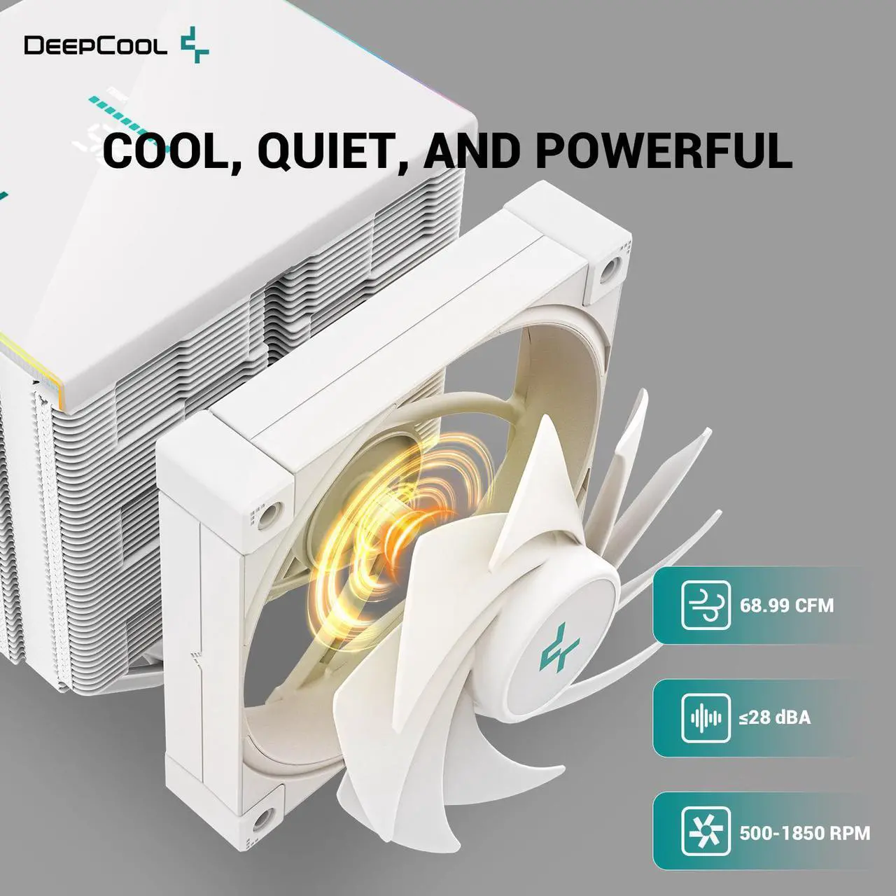Alt view image 5 of 6 - DeepCool AK620 DIGITAL WH Performance Air Cooler, Dual-Tower Layout, Real-Time CPU Status Screen, 6 Copper Heat Pipes, 260W Heat Dissipation, Twin 120mm FDB Fans, All White Design
