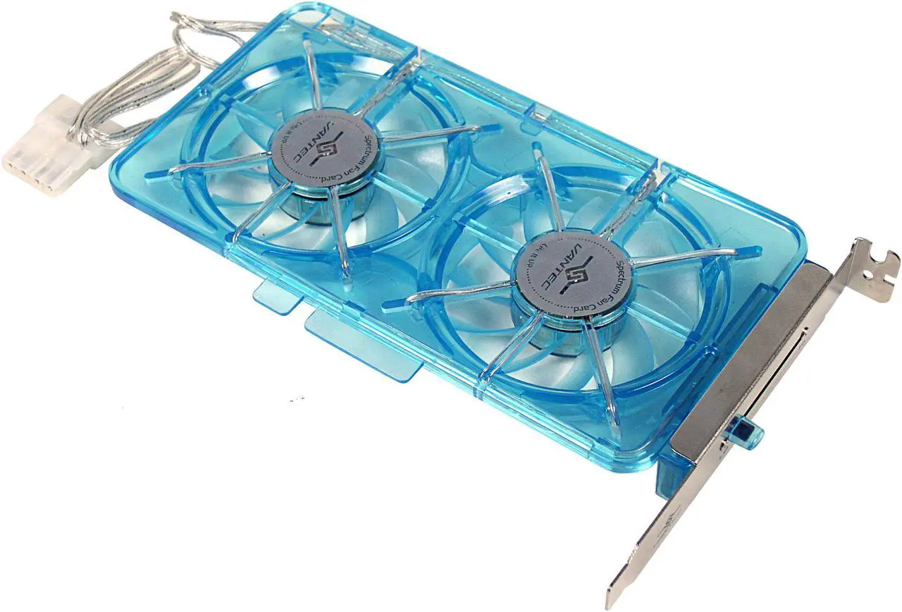 Alt view image 2 of 3 - Vantec Spectrum Fan Card with Dual 70mm Adjustable UV LED Fans - Model SP-FC70-BL
