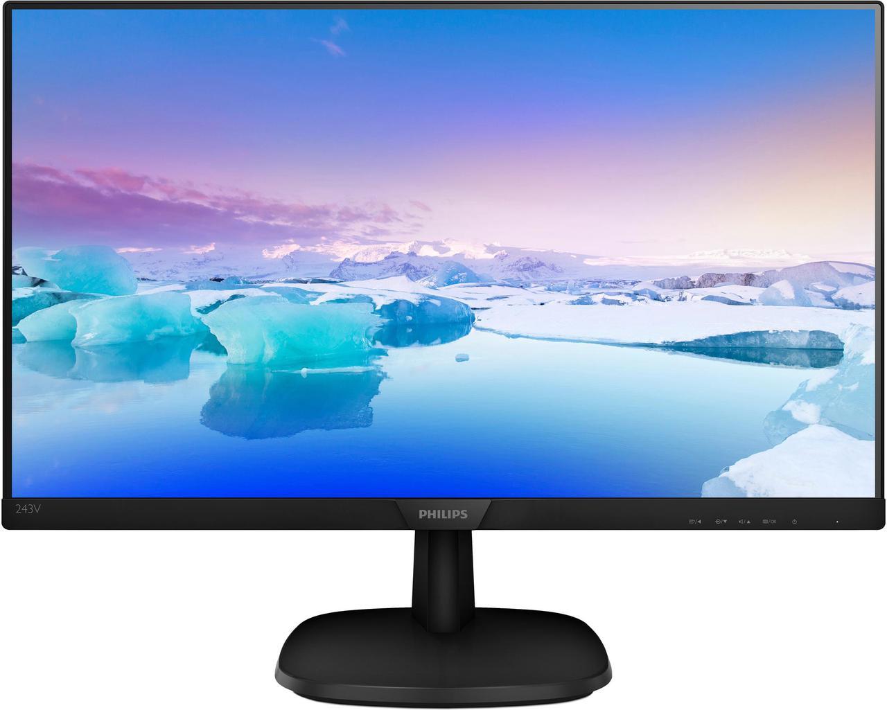 Philips 243V7QJAB 24" Monitor, Full HD 1920 x 1080, 60 Hz Refresh Rate, Edge-to-Edge IPS, Built-in Speakers, VESA