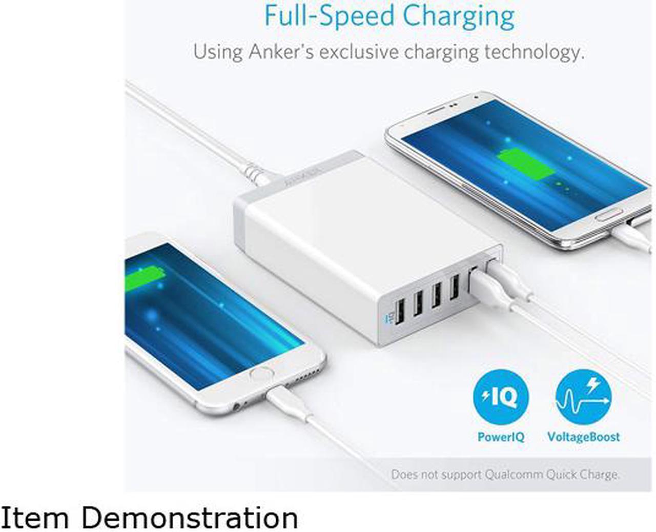Alt view image 4 of 7 - Anker 60W 6 Port USB Charging Station, PowerPort 6 Multi USB Wall Charger for iPhone, iPad , Galaxy, Note, LG, HTC, and More