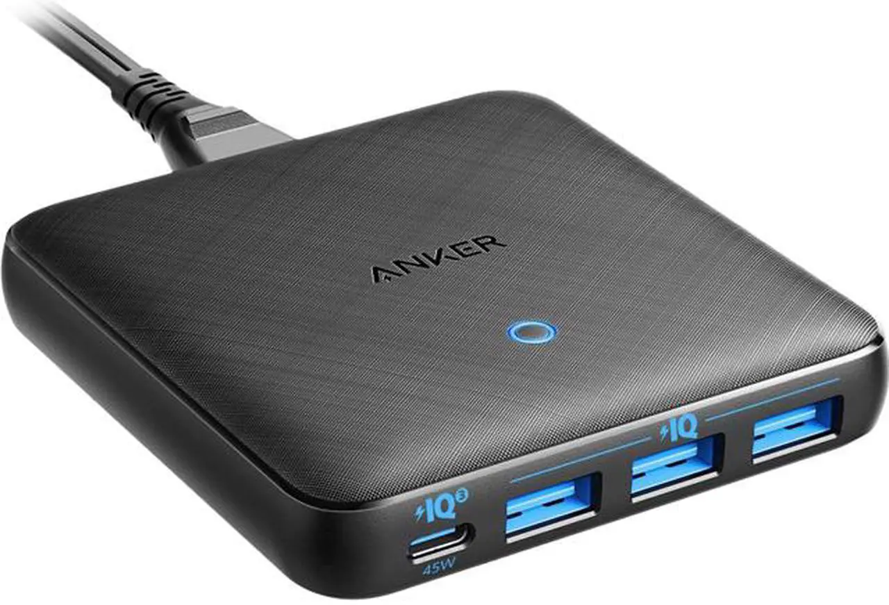 Main image of USB C Charger, Anker 65W 4 Port PIQ 3.0 & GaN Fast Charger Adapter, PowerPort Atom III Slim Wall Charger with a 45W USB C Port, for MacBook, USB C Laptops, iPad Pro, iPhone, Galaxy, Pixel and More