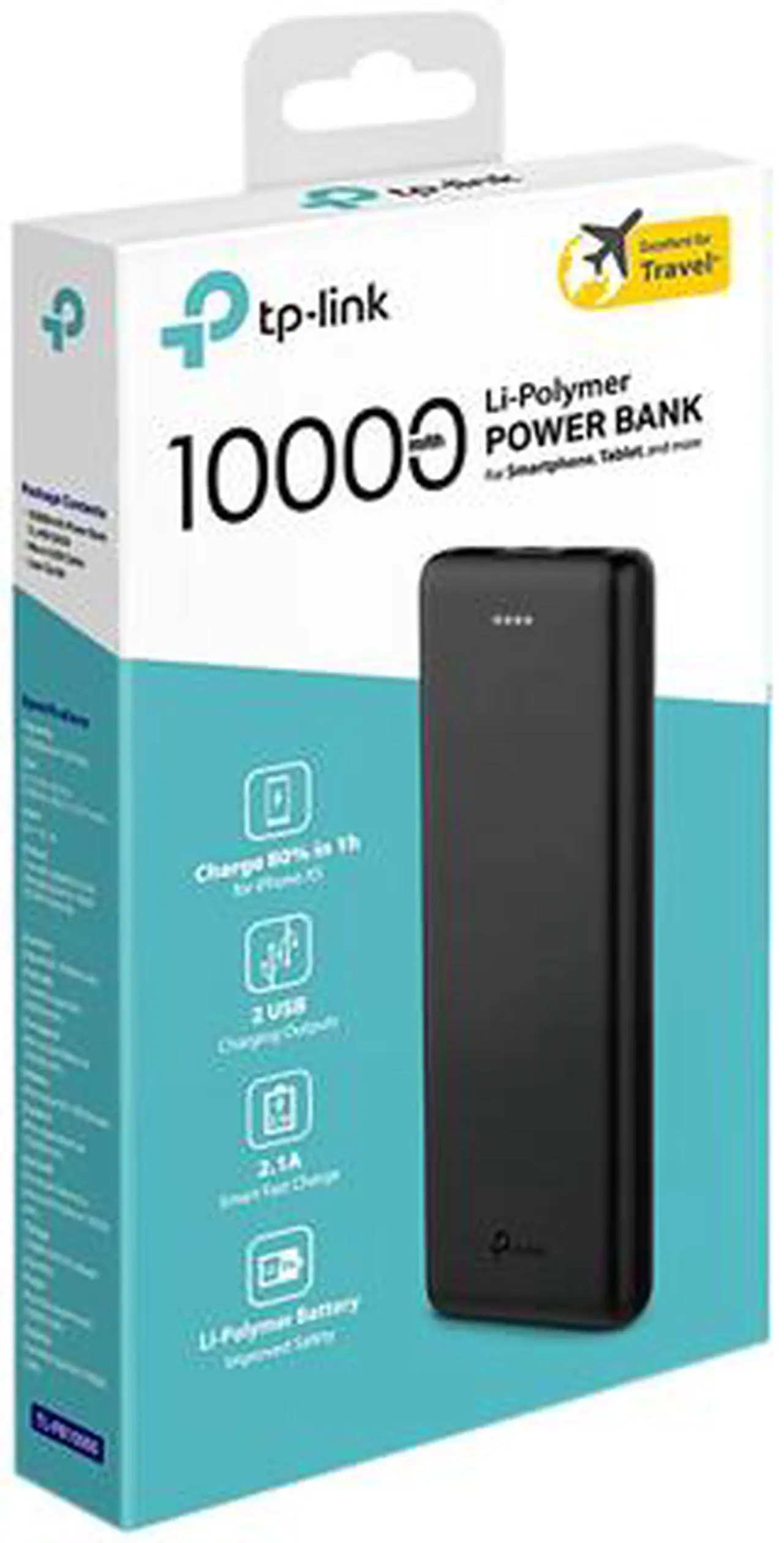 Alt view image 4 of 4 - TP-Link | Portable Charger | 10000mAh Li-Polymer Power Bank | Ultra Slim External Battery Pack| for iPhone, Galaxy and Others (TL-PB10000)