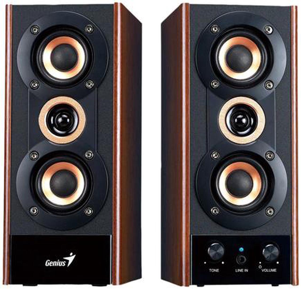Alt view image 3 of 4 - Genius SP-HF800A 20W 2.0 3-Way Hi-Fi Wood Speakers