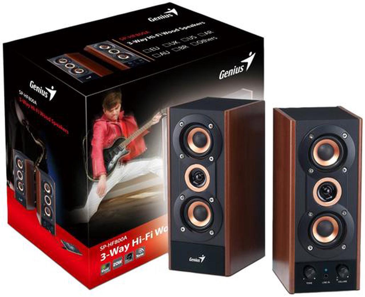 Alt view image 4 of 4 - Genius SP-HF800A 20W 2.0 3-Way Hi-Fi Wood Speakers