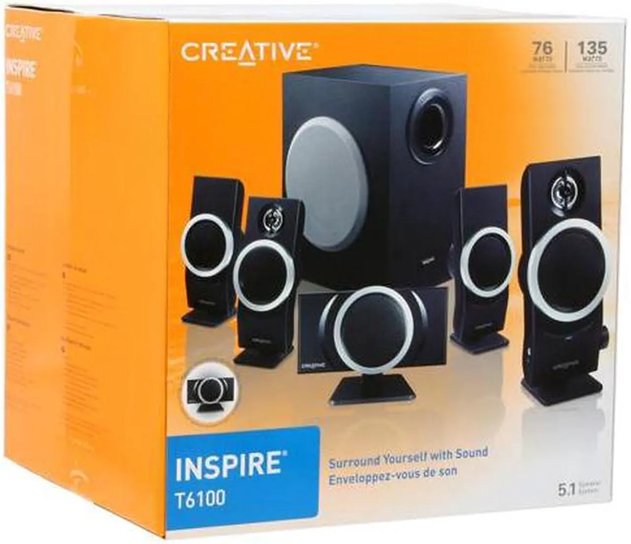 Alt view image 8 of 9 - Creative Inspire T6100 76 Watts 5.1 Speakers
