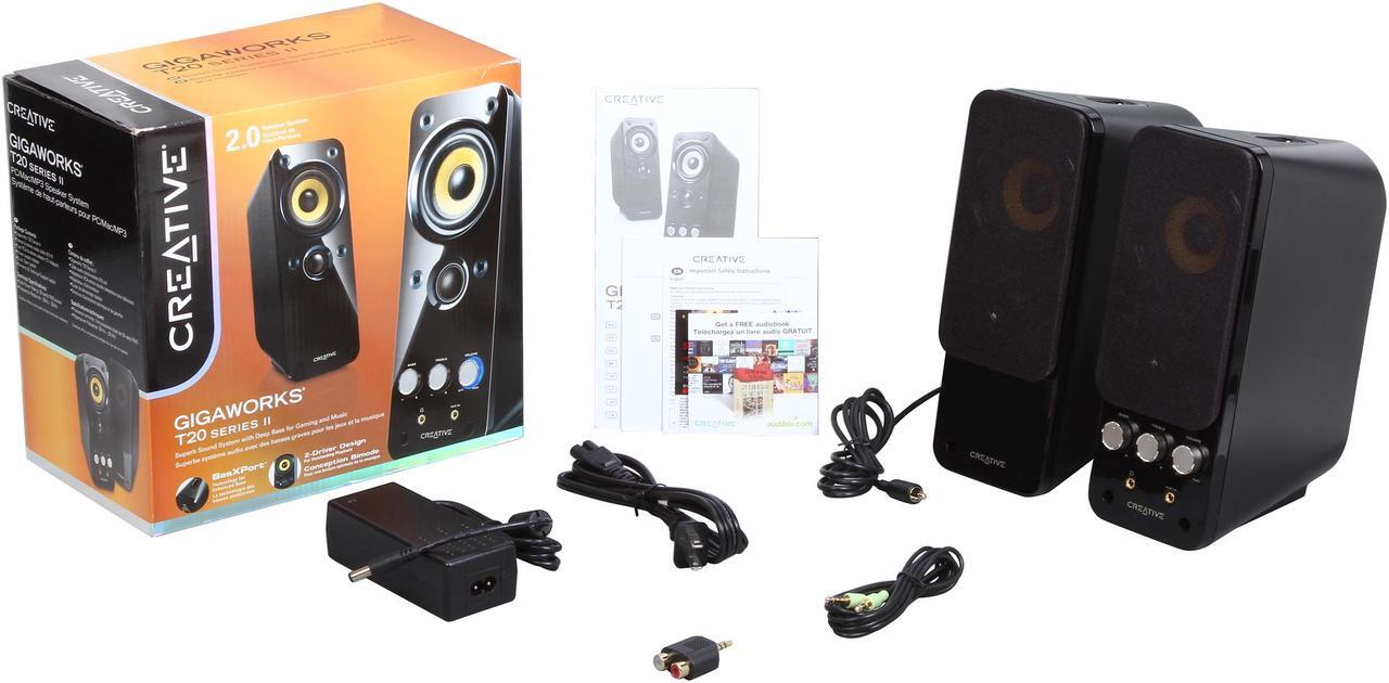 Alt view image 7 of 6 - Creative Creative Labs 51MF1610AA002 GigaWorks T20 Series II 2.0 Multimedia Speaker System with BasXPort Technology (2.0 System) GigaWorks T20 Series II 28 Watts RMS 2.0 Multimedia Speakers