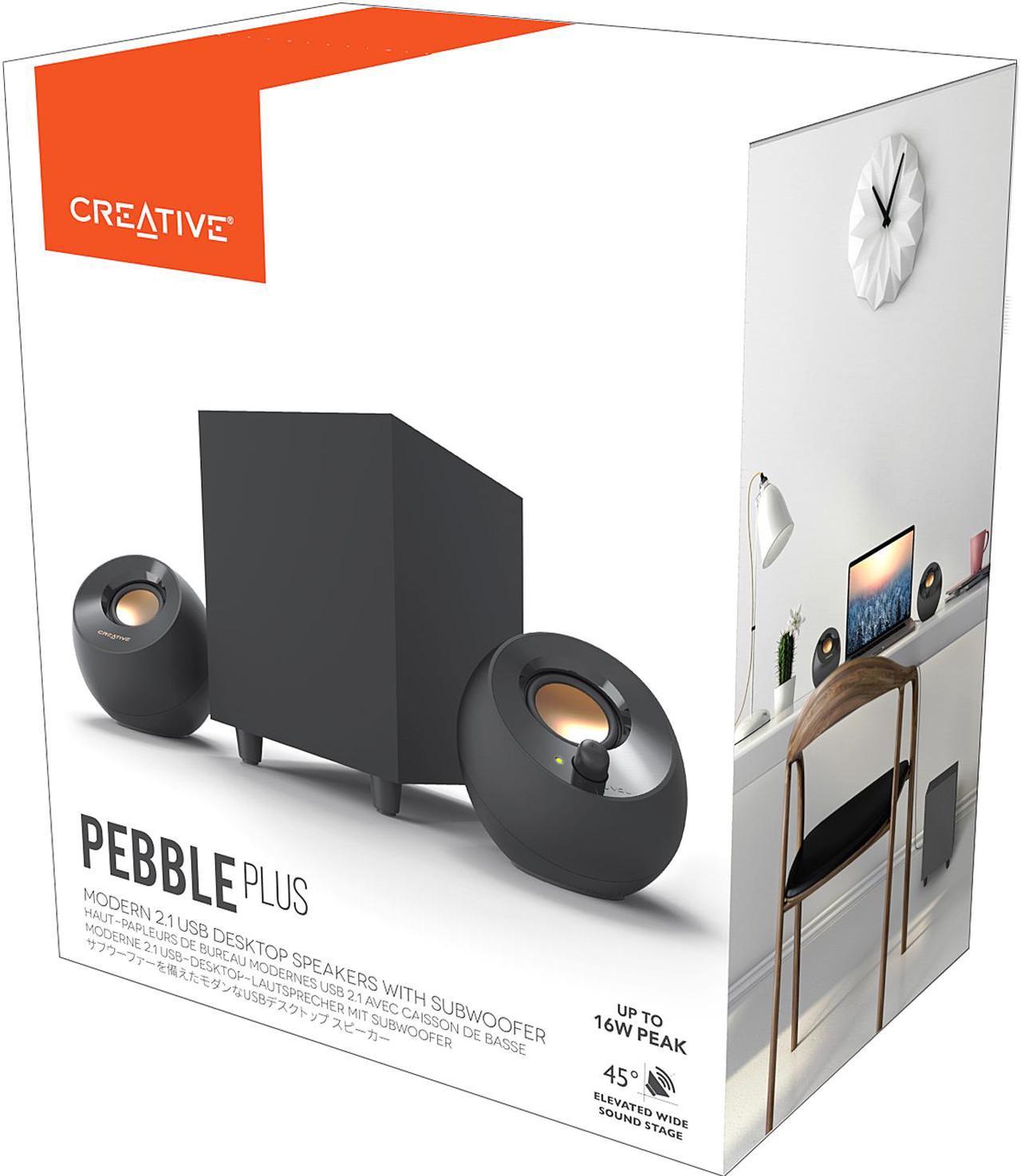 Alt view image 5 of 6 - Creative Pebble Plus 2.1 USB-Powered Desktop Speakers with Powerful Down-Firing Subwoofer and Far-Field Drivers, Up to 8W RMS Total Power for Computer PCs and Laptops (Black)