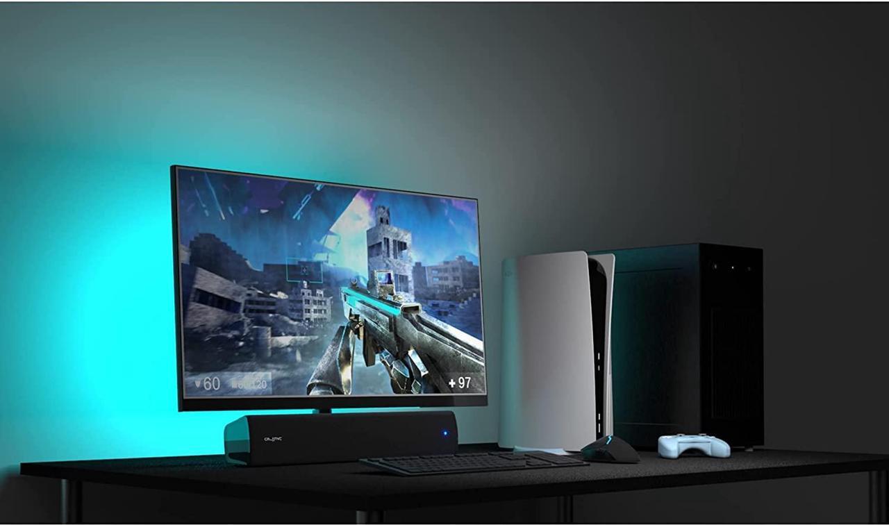 Alt view image 7 of 7 - Creative Stage Air V2 Compact Under-Monitor USB Soundbar for PC, with Bluetooth 5.3, Dual-Driver and Passive Radiator, up to 6 Hours of Playtime, Compatible with PS5 and Nintendo Switch