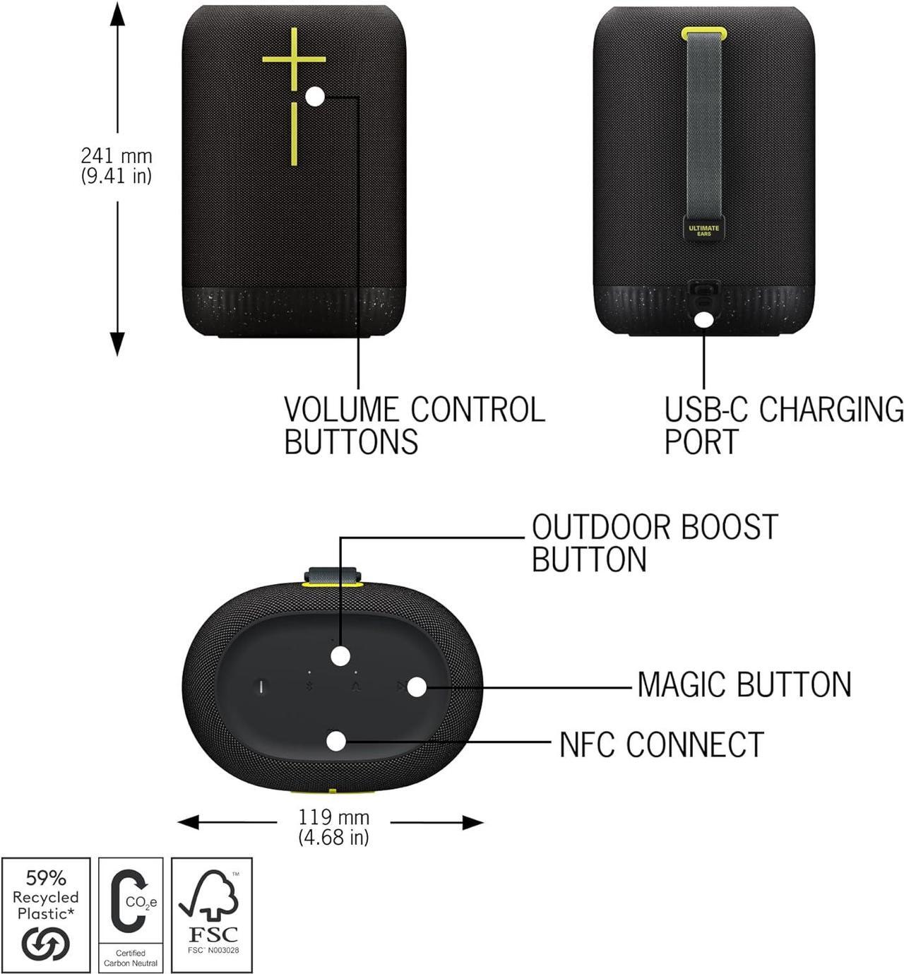 Alt view image 5 of 9 - Ultimate Ears 984-001862 EPICBOOM Wireless Bluetooth Speaker -   Charcoal Black