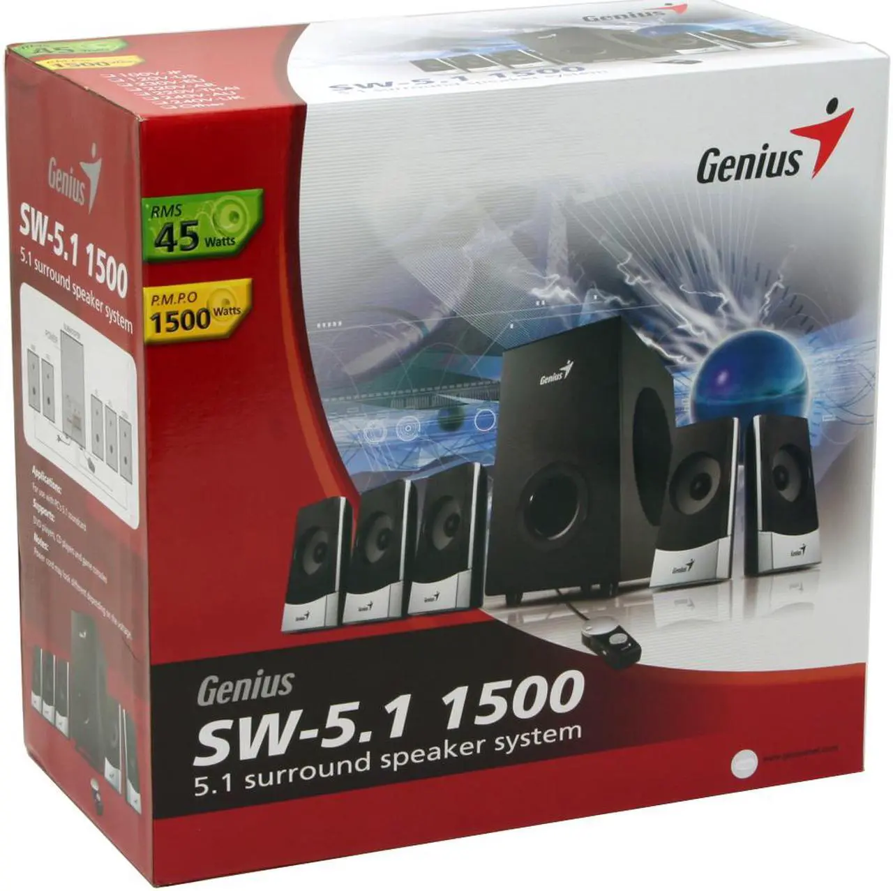 Alt view image 11 of 11 - Genius SW-5.1 1500 45 watts 5.1 Speaker System