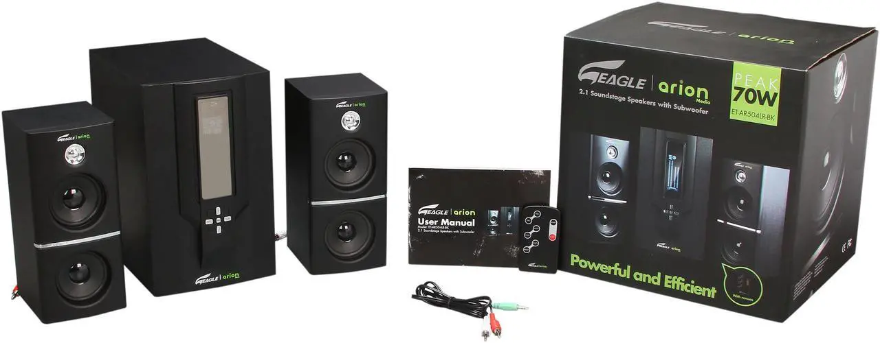 Alt view image 11 of 11 - Eagle ET-AR504LR-BK 35 Watts RMS 2.1 Black Soundstage Speakers