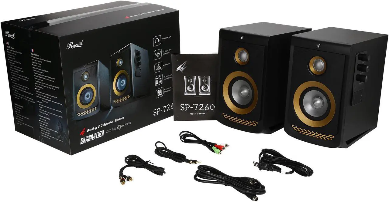 Alt view image 7 of 6 - Rosewill 2.0 Woofer Speaker System for Gaming, Music and Movies, 60 Watts RMS - SP-7260