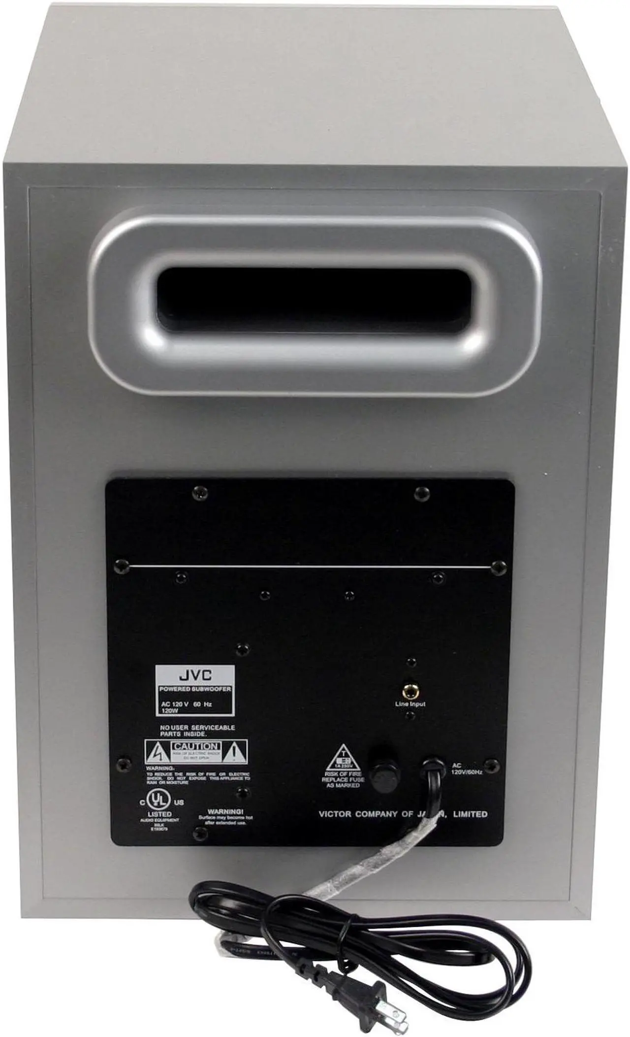 Alt view image 4 of 5 - JVC SPPWA670 Subwoofer Only 10" 120W Powered Subwoofer W/ Silver Color