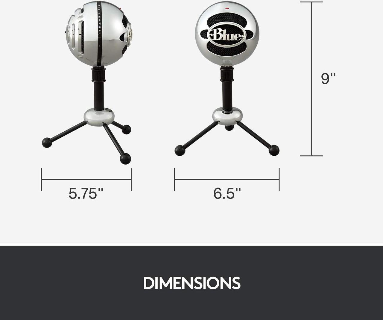 Alt view image 11 of 11 - Blue Snowball USB Microphone for PC, Mac, Gaming, Recording, Streaming, Podcasting, Condenser Mic with Cardioid and Omnidirectional Pickup Patterns, Stylish Retro Design – Brushed Aluminum