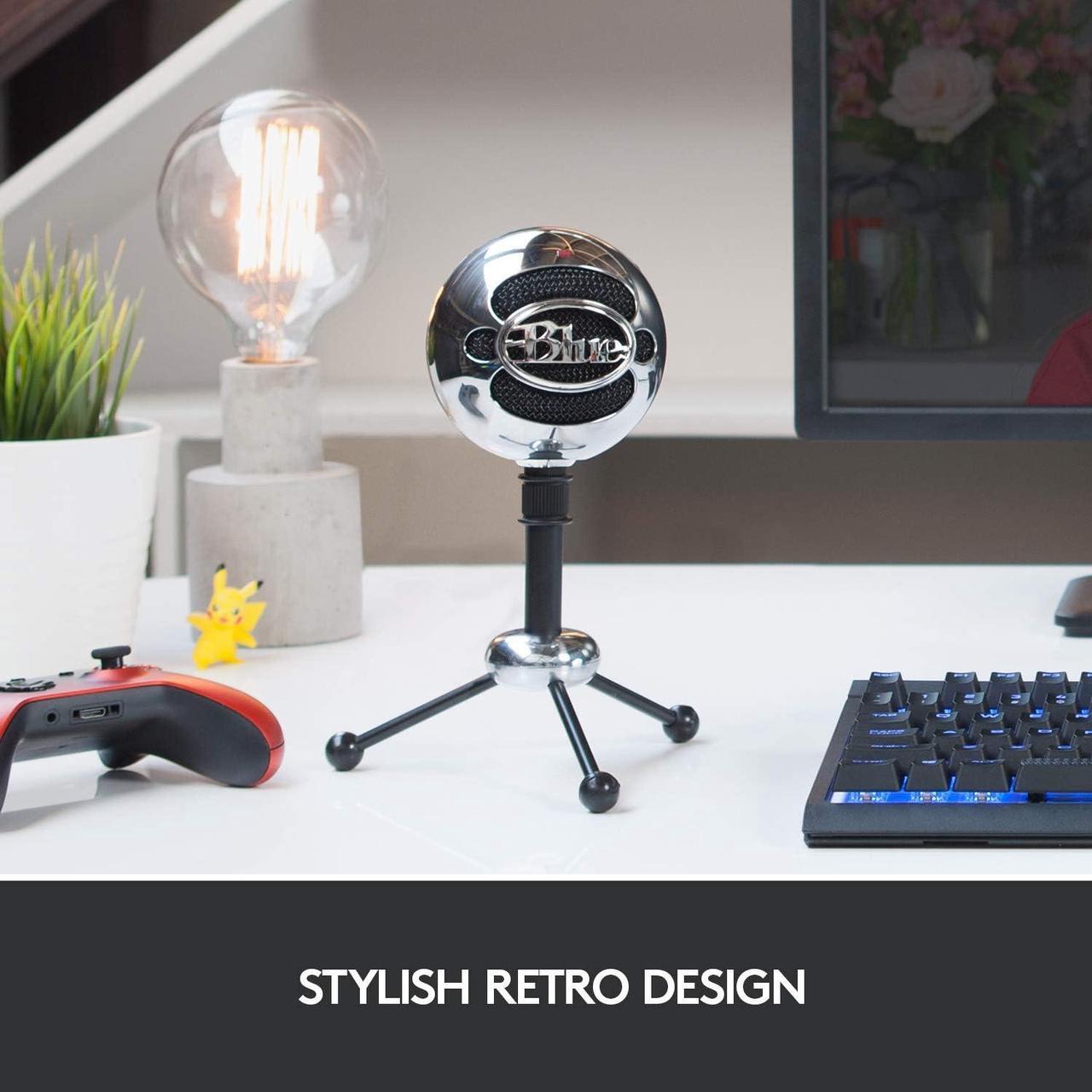 Alt view image 6 of 11 - Blue Snowball USB Microphone for PC, Mac, Gaming, Recording, Streaming, Podcasting, Condenser Mic with Cardioid and Omnidirectional Pickup Patterns, Stylish Retro Design – Brushed Aluminum