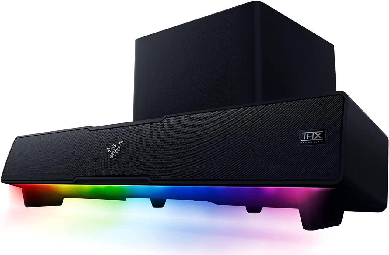 Razer Leviathan V2: Multi-Driver PC Gaming Soundbar with Subwoofer - THX Spatial Audio - Compact Design - Chroma RGB - Bluetooth 5.2 - for PC, Desktop/Laptop, Smartphones, Tablets & Nintendo Switch