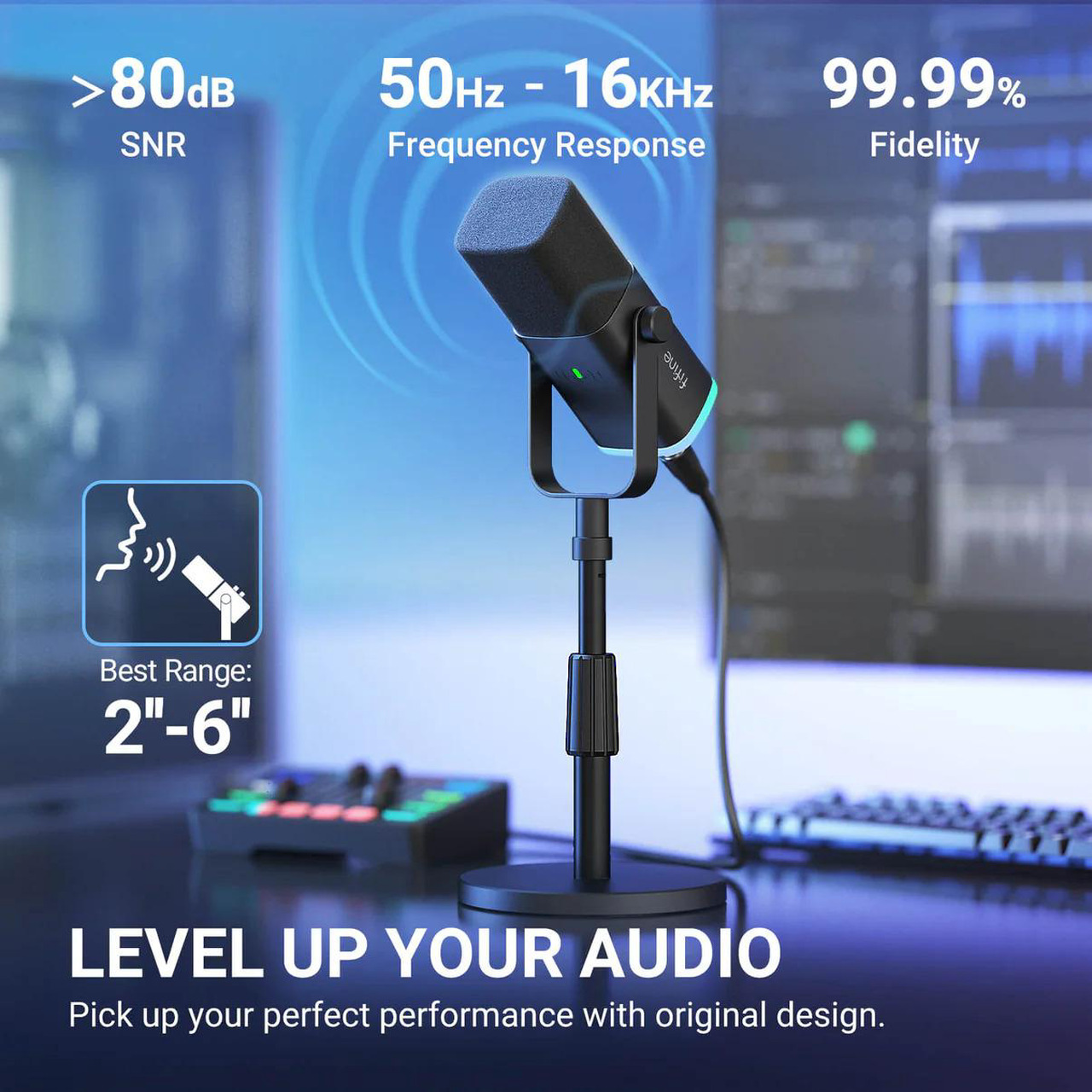 Open Box: FIFINE AM8S Gaming Microphone with Adjustable Stand, Height Adjustable Heavy-Duty Metal Stand, RGB Dynamic Mic with Quick Mute, Gain Volume Control, Headphone Jack - Newegg.com - Open Box condition - Image 13