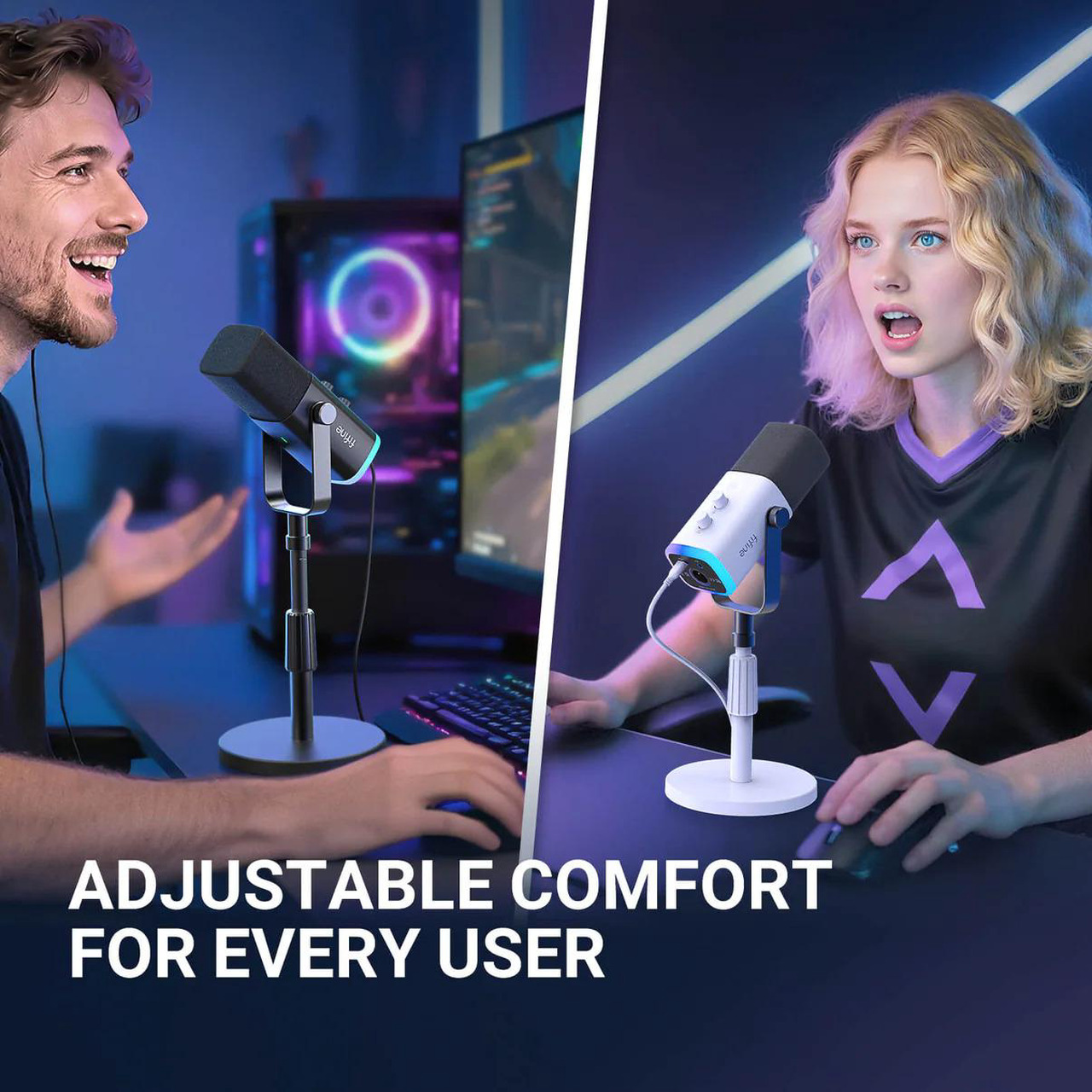Open Box: FIFINE AM8S Gaming Microphone with Adjustable Stand, Height Adjustable Heavy-Duty Metal Stand, RGB Dynamic Mic with Quick Mute, Gain Volume Control, Headphone Jack - Newegg.com - Open Box condition - Image 15