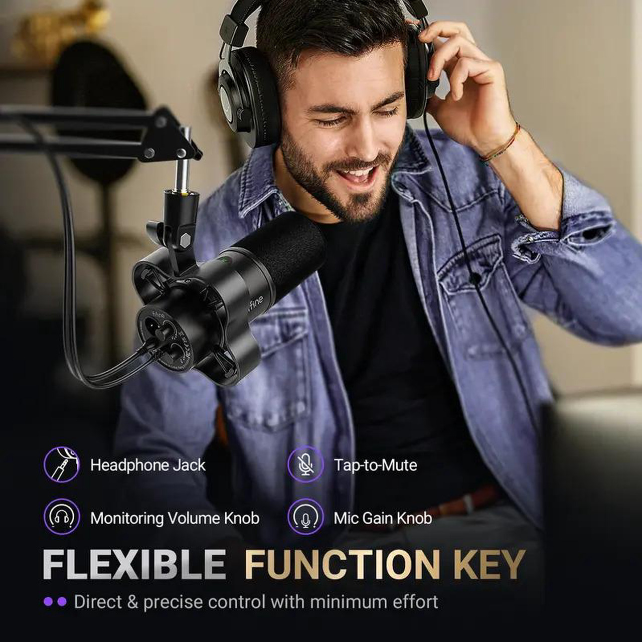 Open Box: FIFINE K688 Neo USB/XLR Podcast Microphone - Dynamic Pro Mic, Mute & Monitor for Streaming, Gaming, Vocal & Music Recording Audio, for PC USB-C Smartphone Mixer, boom arm - Newegg.com - Open Box condition - Image 17