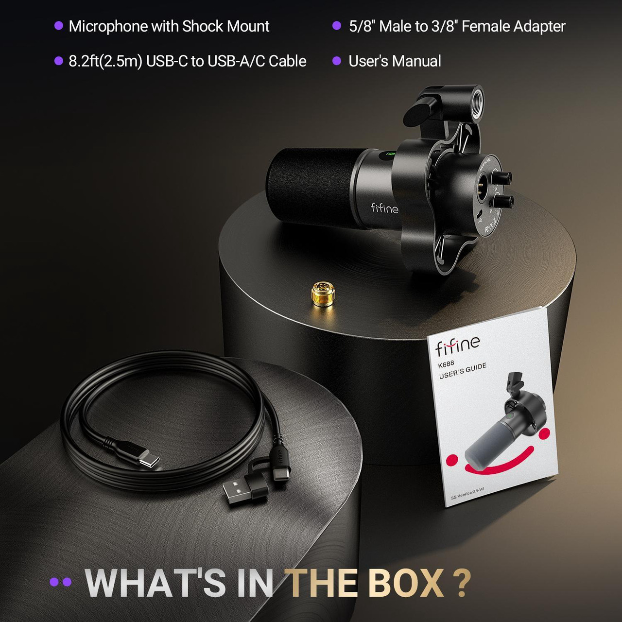Open Box: FIFINE K688 Neo USB/XLR Podcast Microphone - Dynamic Pro Mic, Mute & Monitor for Streaming, Gaming, Vocal & Music Recording Audio, for PC USB-C Smartphone Mixer, boom arm - Newegg.com - Open Box condition - Image 18