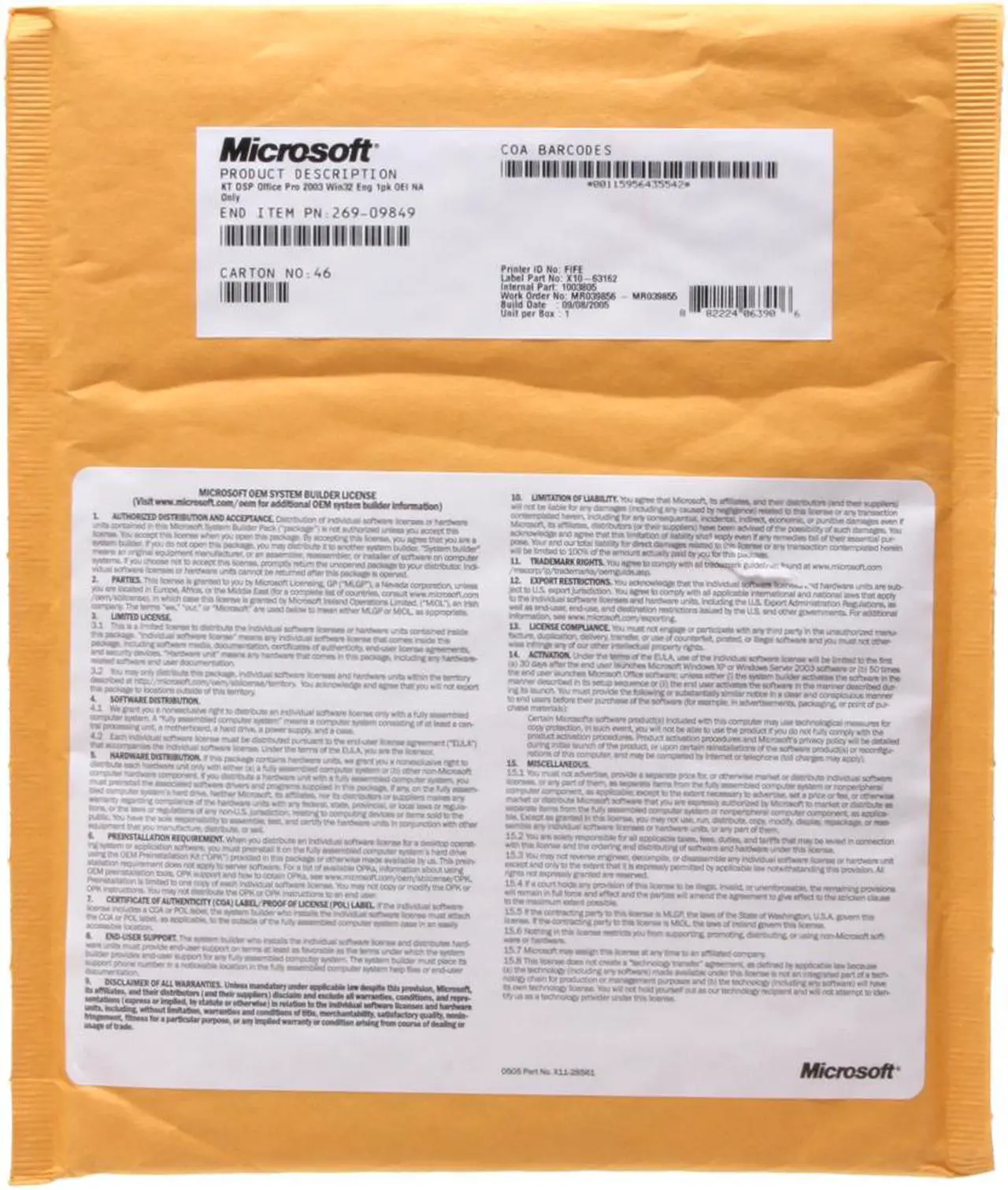 Microsoft Office Professional Edition 2003 With SP1 Single Pack