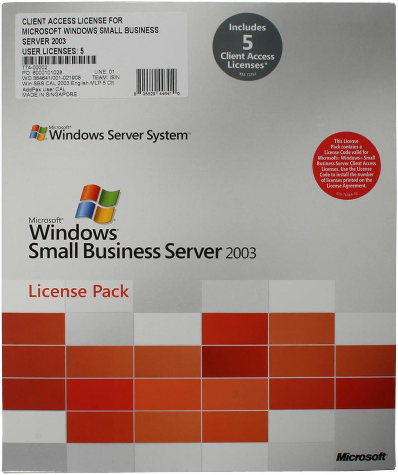 Microsoft Windows Small Business Server 2003 5 CALs Additive License