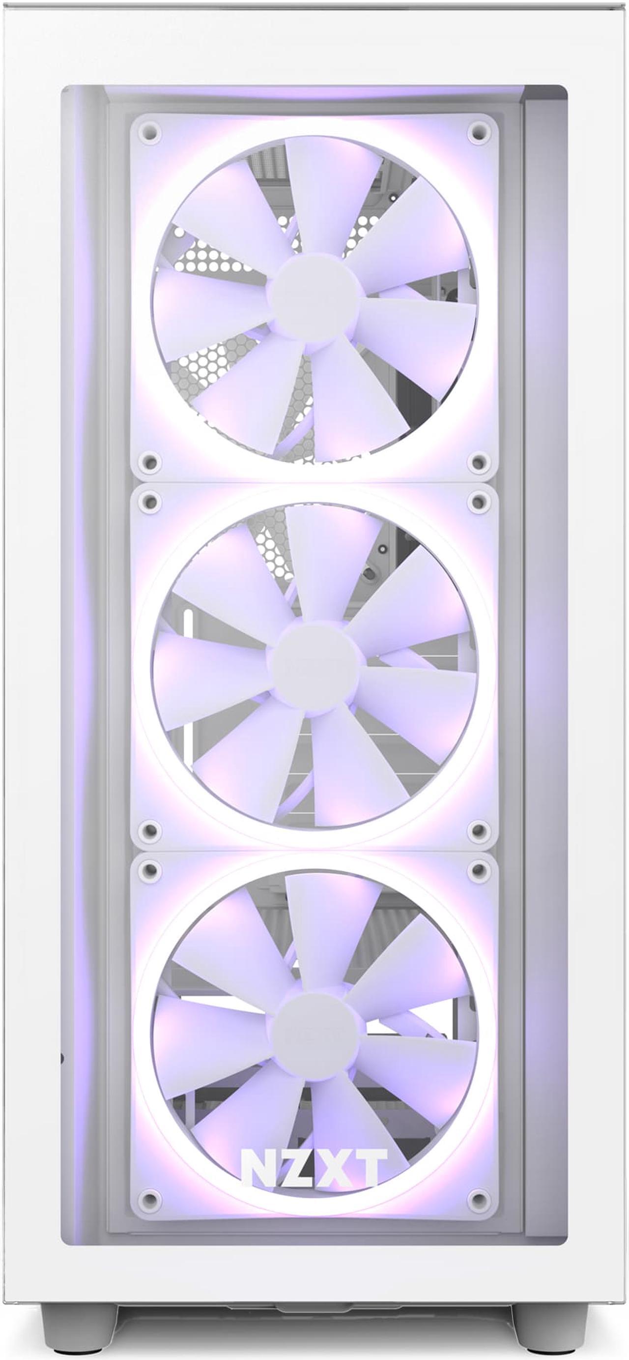 Alt view image 4 of 8 - NZXT Aer F140 RGB White Twin Pack - 2x Fan & RGB Lighting Controller - High Performance Airflow Fans