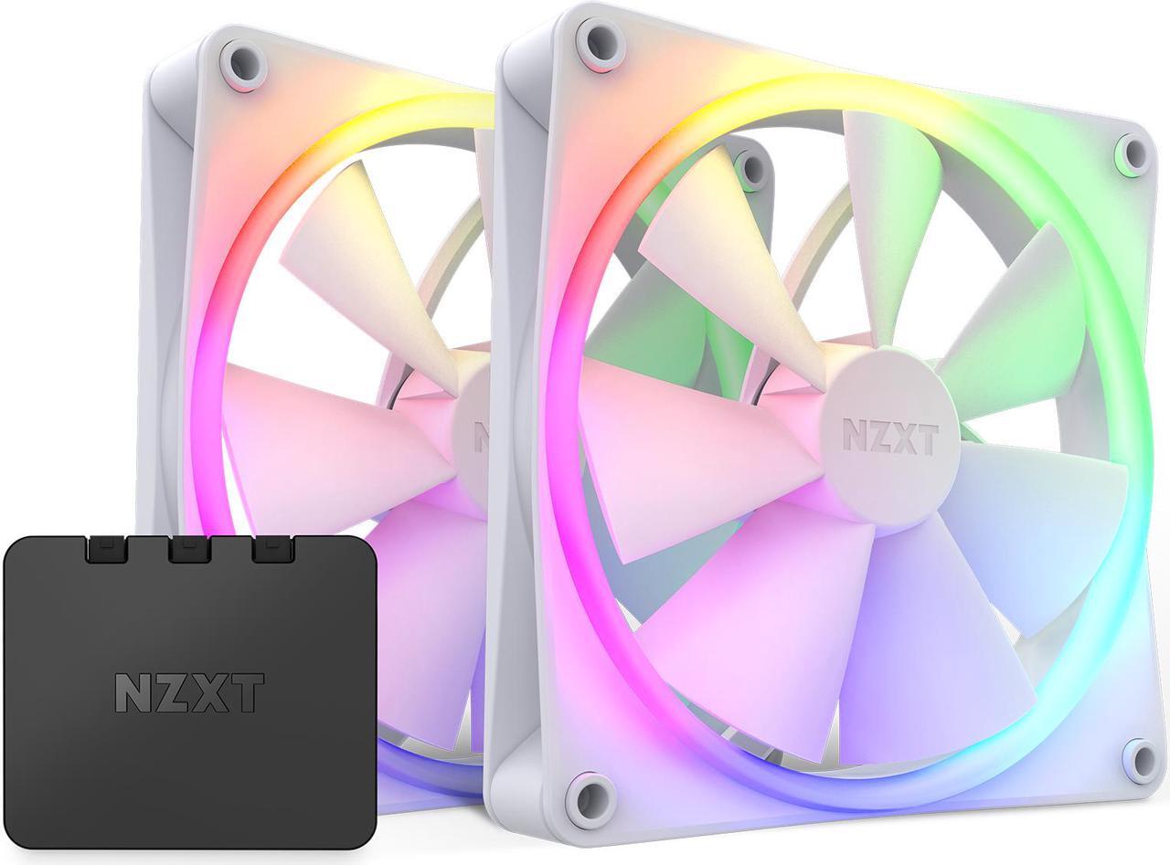 Main image of NZXT Aer F140 RGB White Twin Pack - 2x Fan & RGB Lighting Controller - High Performance Airflow Fans